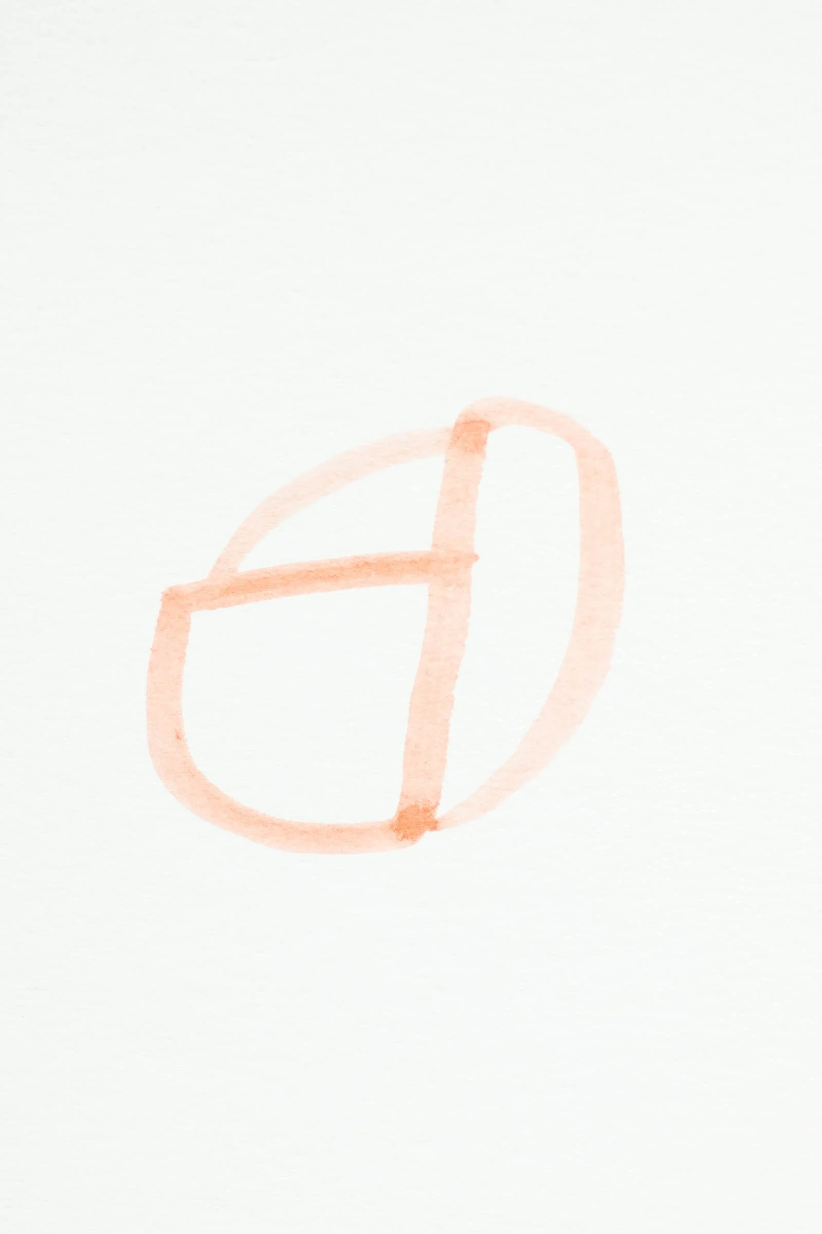 Geometric drawing of an outline square with sections divided by vertical, horizontal, and half circle lines.