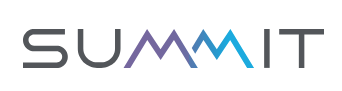 Logo with the word 'summit' in stylized font, featuring a mountain peak shape in the letter 'M'.