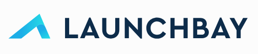 LaunchBay logo with stylized blue and light blue arrow and the word 'LAUNCHBAY' in bold black letters.