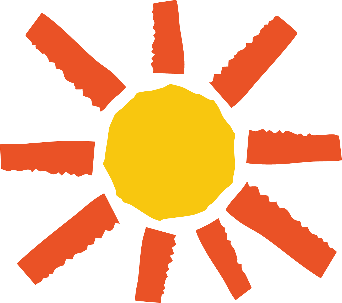 A firework burst with a yellow center and orange streaks radiating outward against a black background.