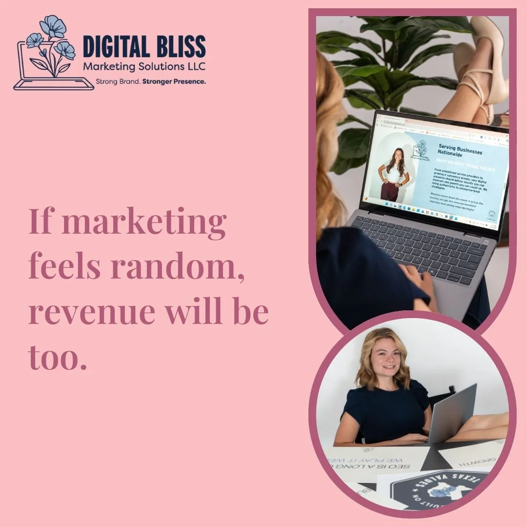 Revenue becomes predictable
when strategy becomes intentional.
Digital marketing should reduce uncertainty &mdash; not create it.

#MidlandTx #westtexas #LocalSEOGlowUp #DigitalBliss #Contentthatclicks #SEO #audit #Keywordresearch #marketing #website