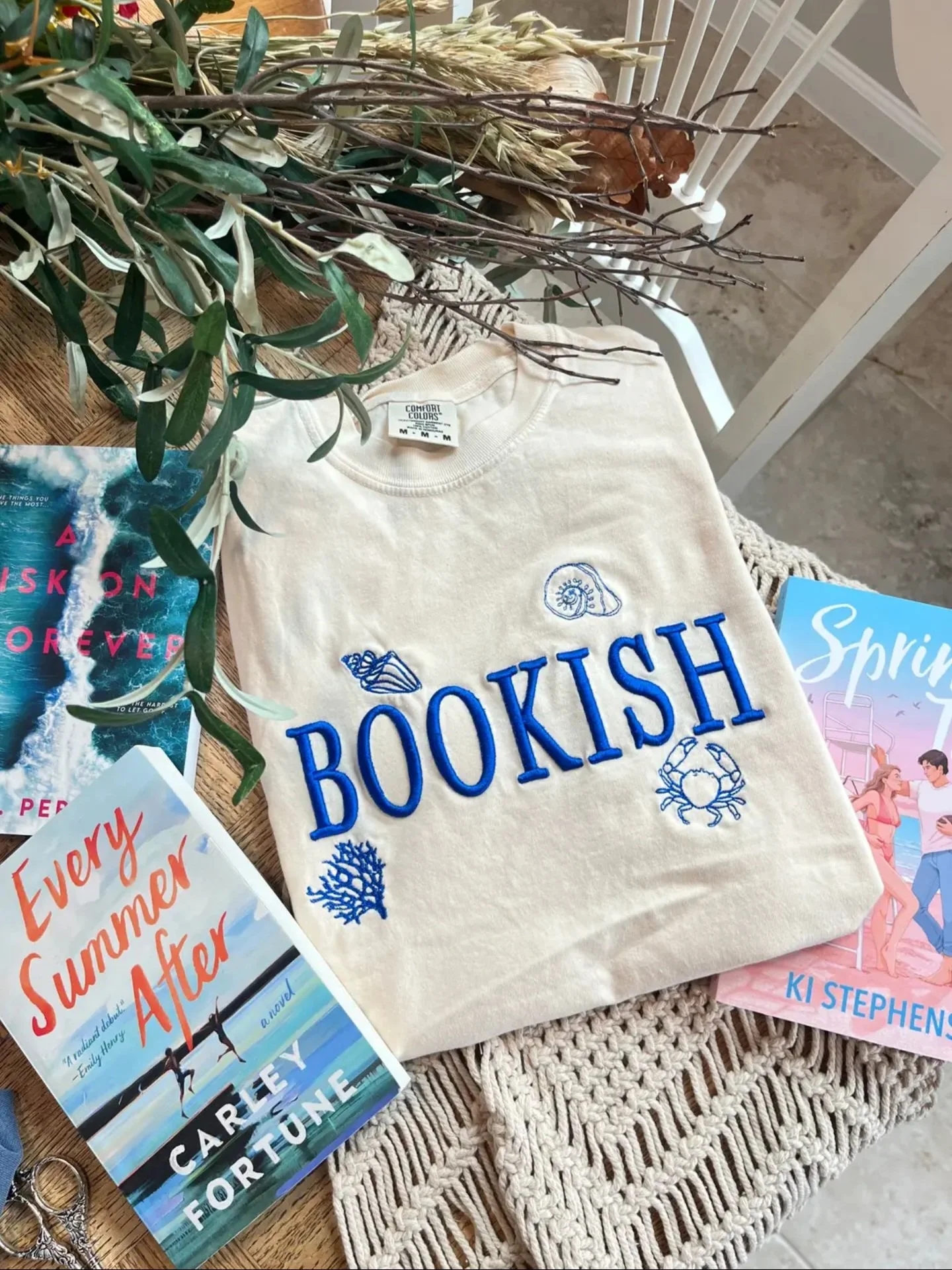 Bookish Coastal Embroidered Tee