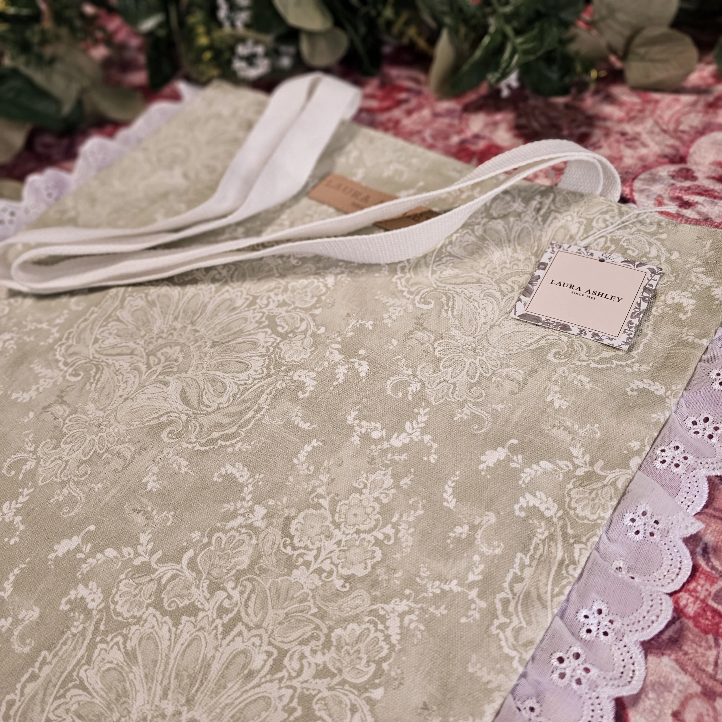 Laura Ashley Sage Lace Tote Bag