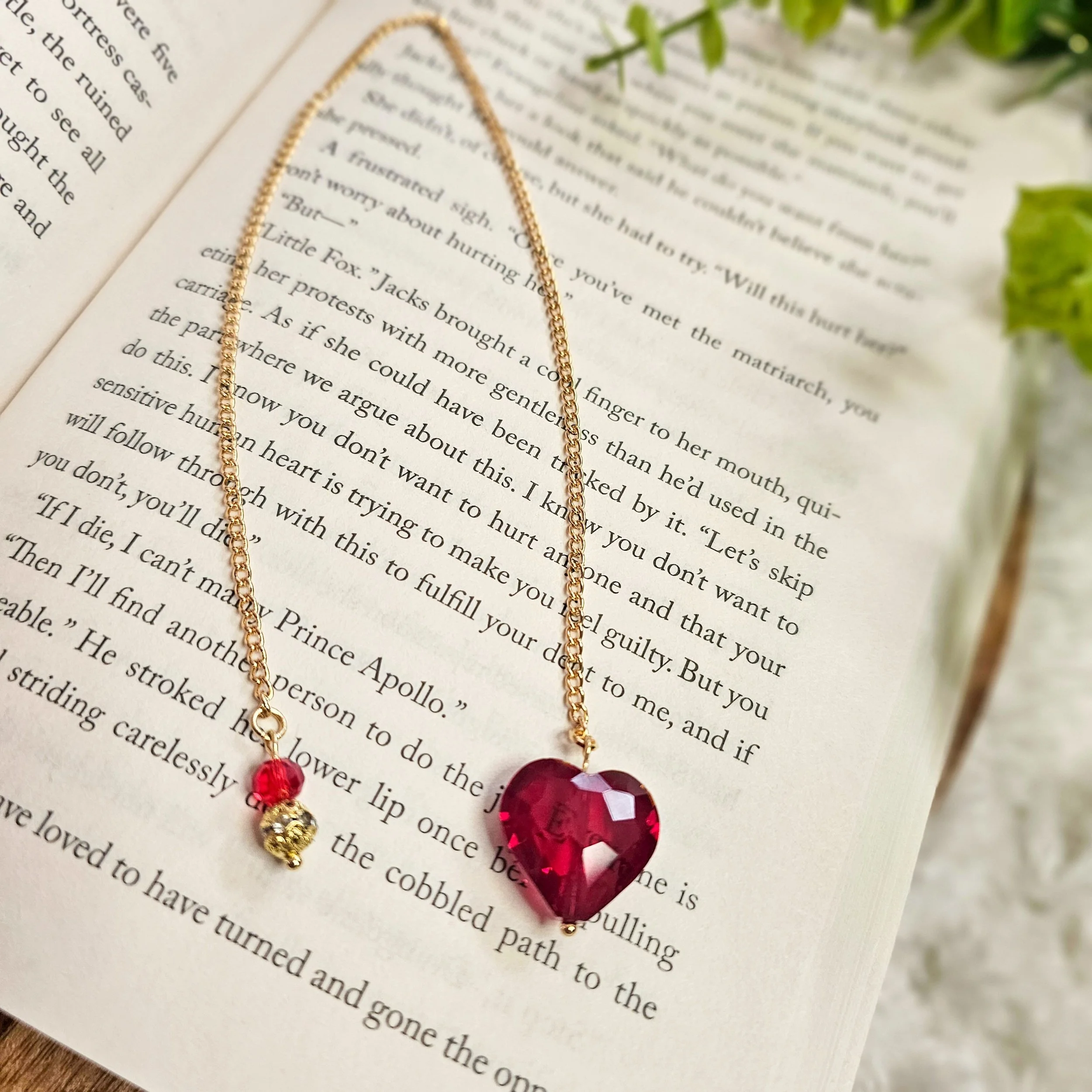 Glass Heart Chain Bookmark