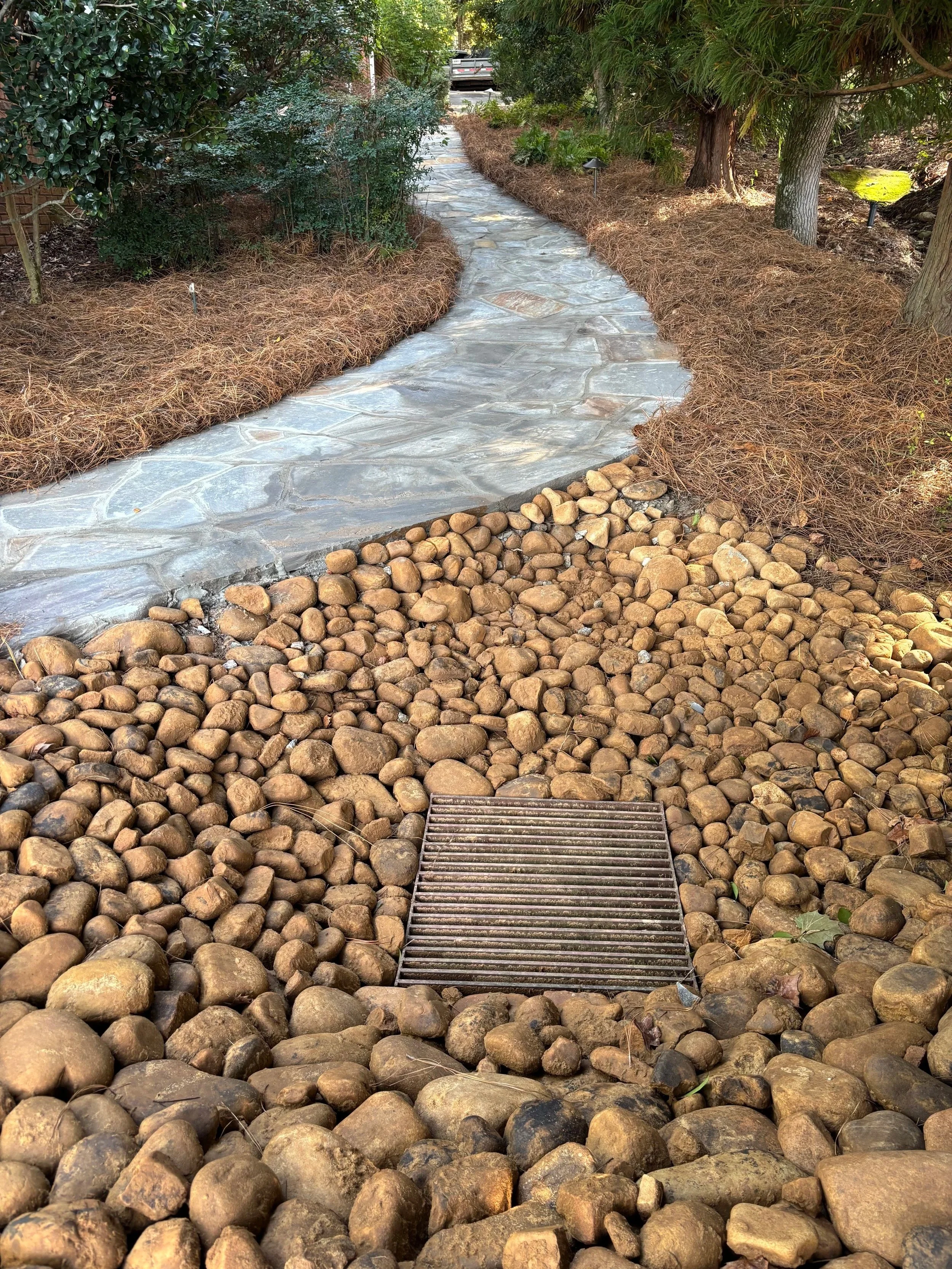 Custom paver walkway and small hardscaping project at a Lake Oconee property