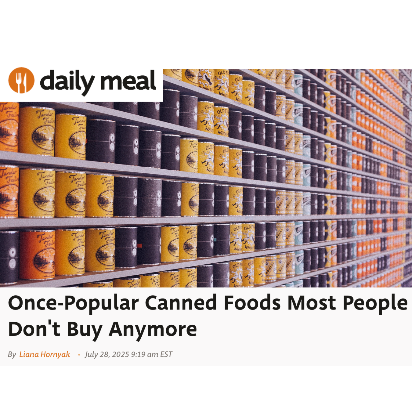 "Once-Popular Canned Foods Most People Don't Buy Anymore" editorial feature for the Daily Meal