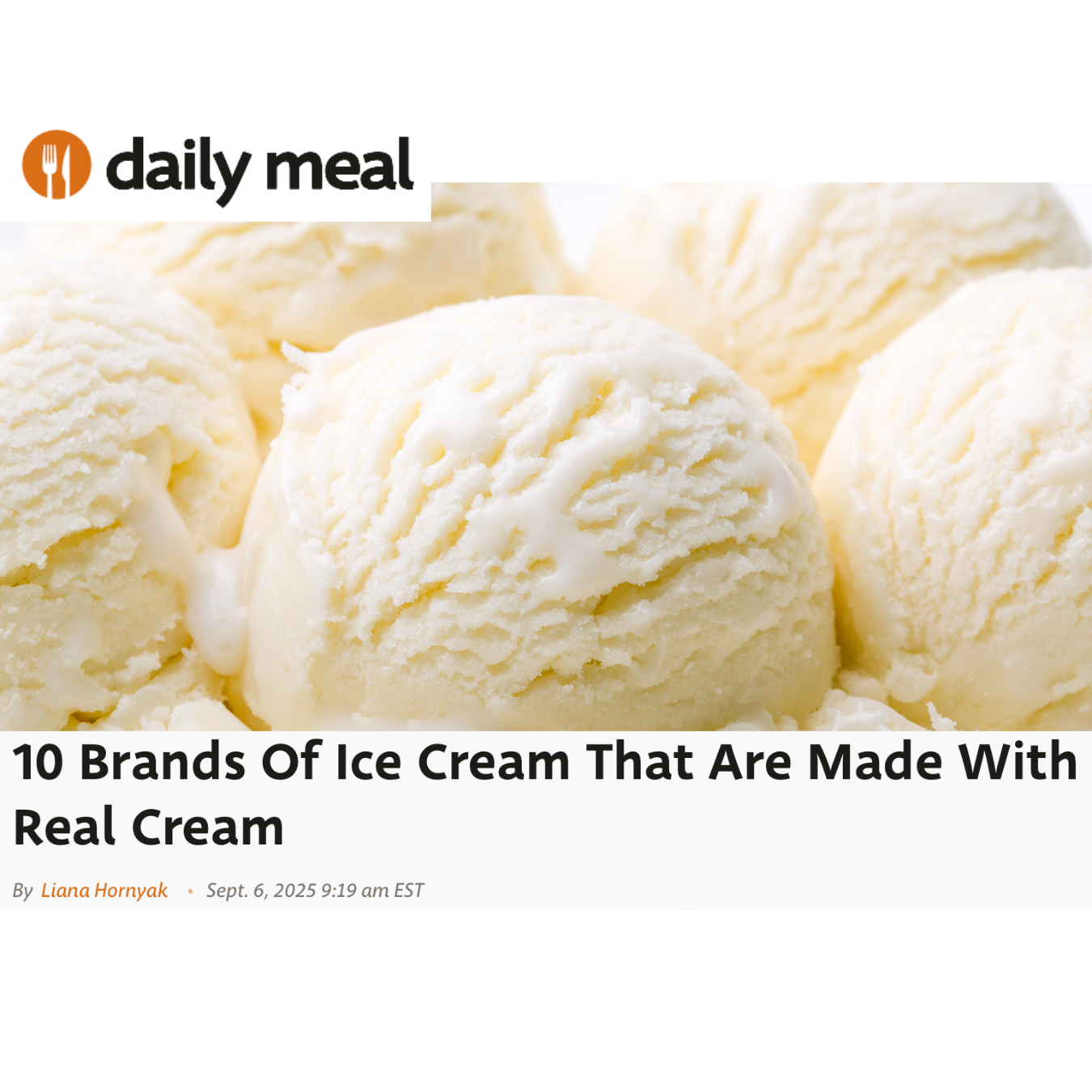 "10 Brands Of Ice Cream That Are Made With Real Cream" editorial feature for the Daily Meal