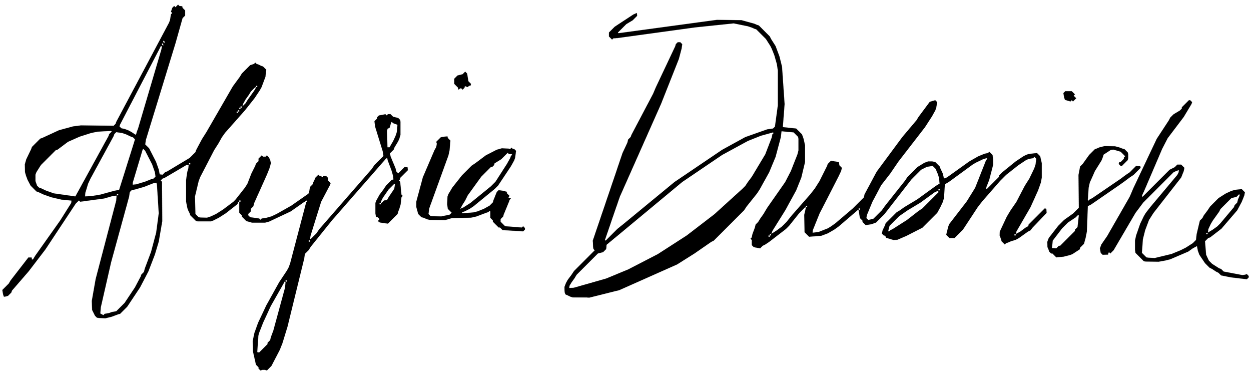 Cursive writing of author's name