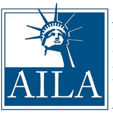 Logo of AILA featuring a stylized depiction of the Statue of Liberty's face and torch.