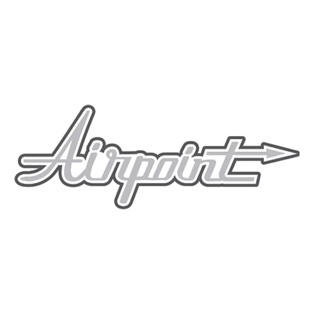 Neon sign that reads Airpoint with an arrow pointing to the right.