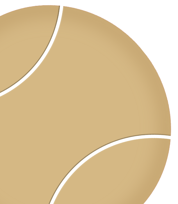 Close-up of a beige tennis ball with white curved lines.