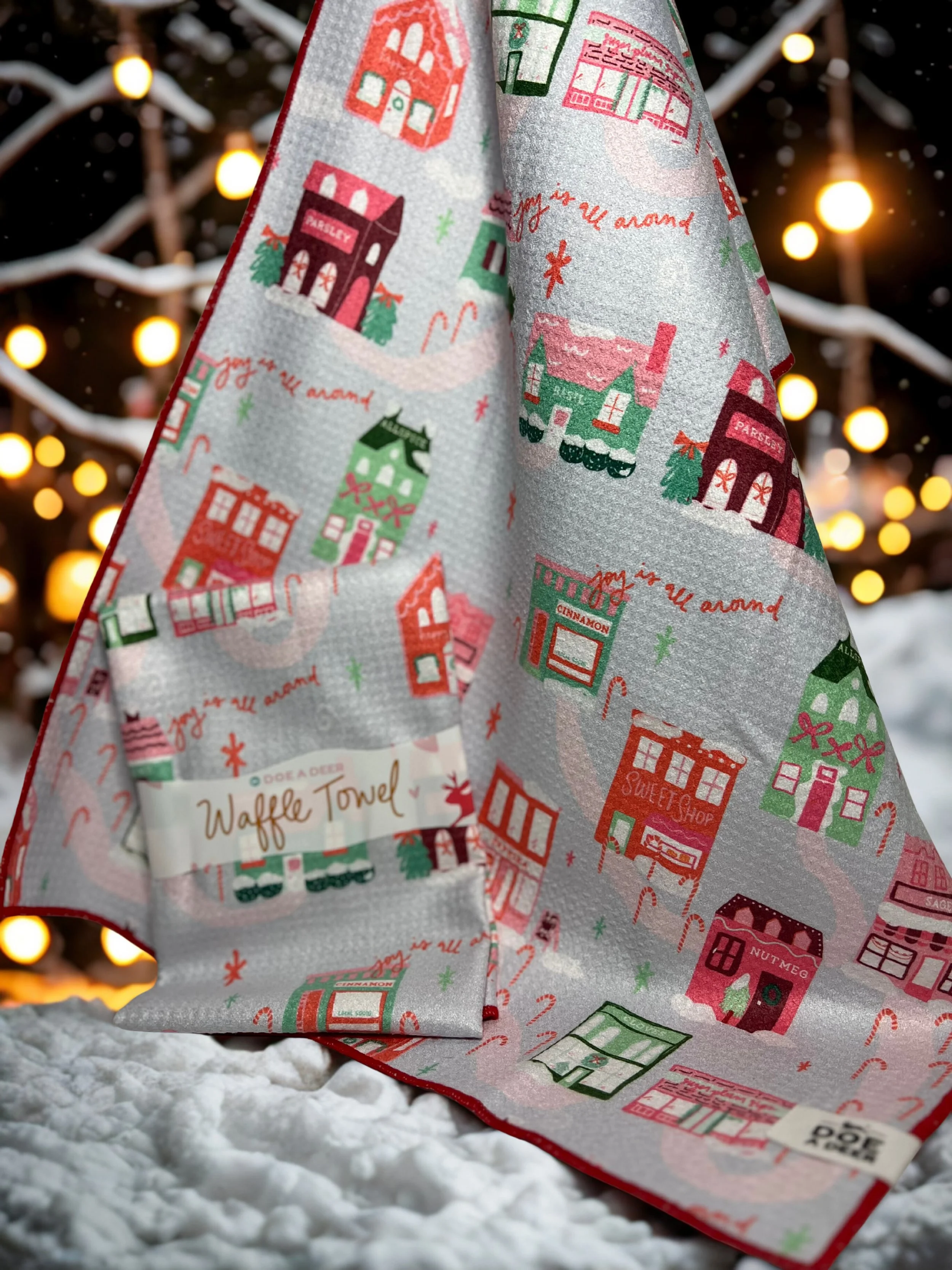 Doe A Deer: Christmas Village Waffle Towel