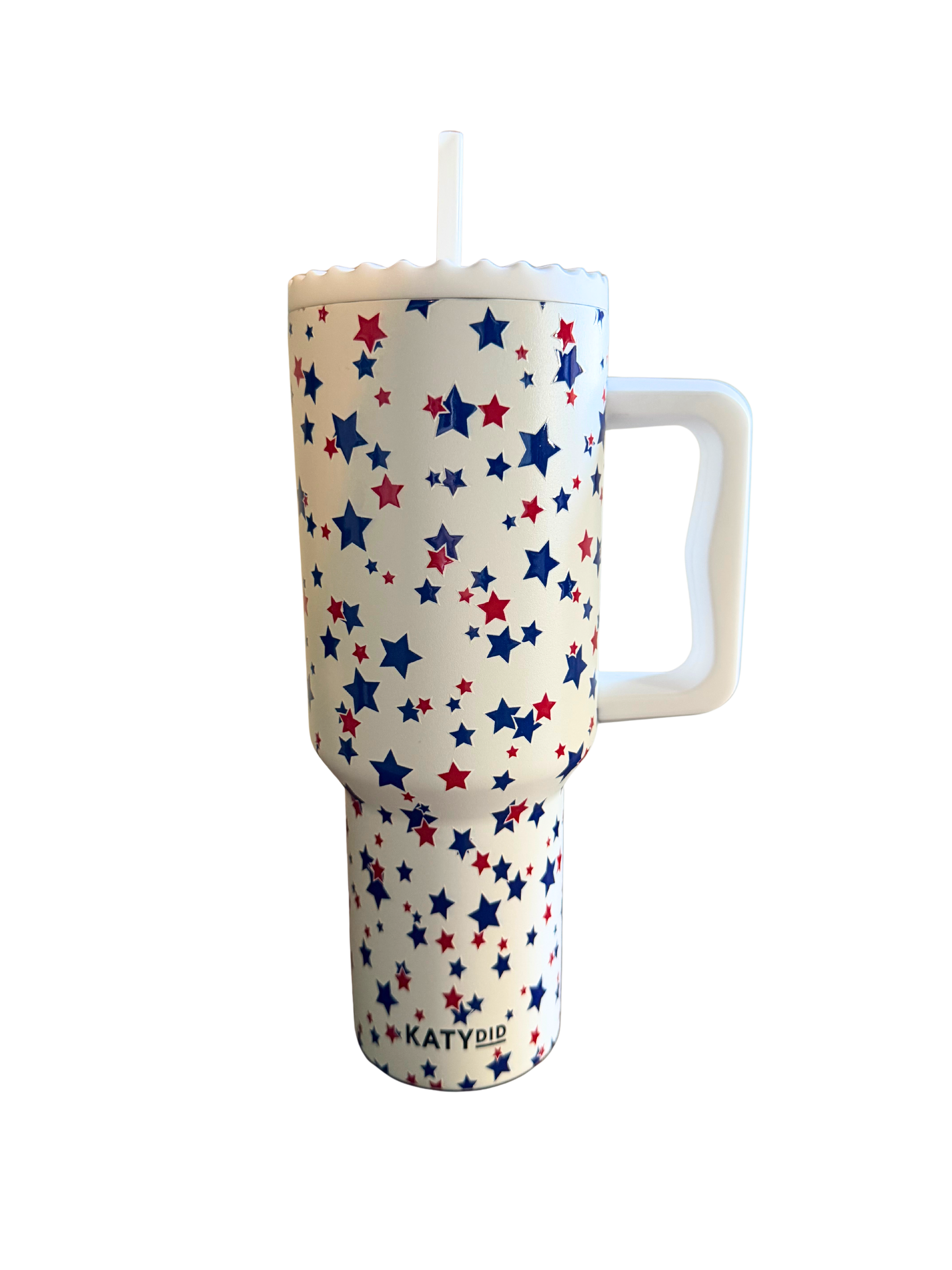 Red, White, & Blue Star Tumbler w/ Straw