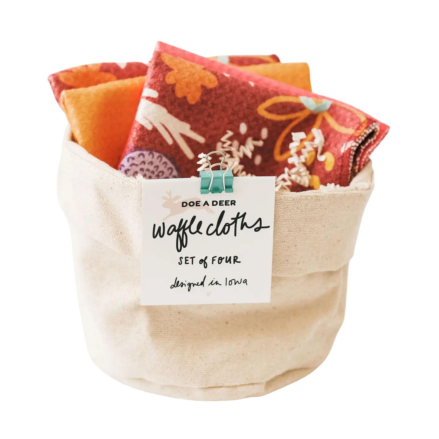 Doe A Deer: Fall Floral Waffle Dish Cloths (Set of 4)