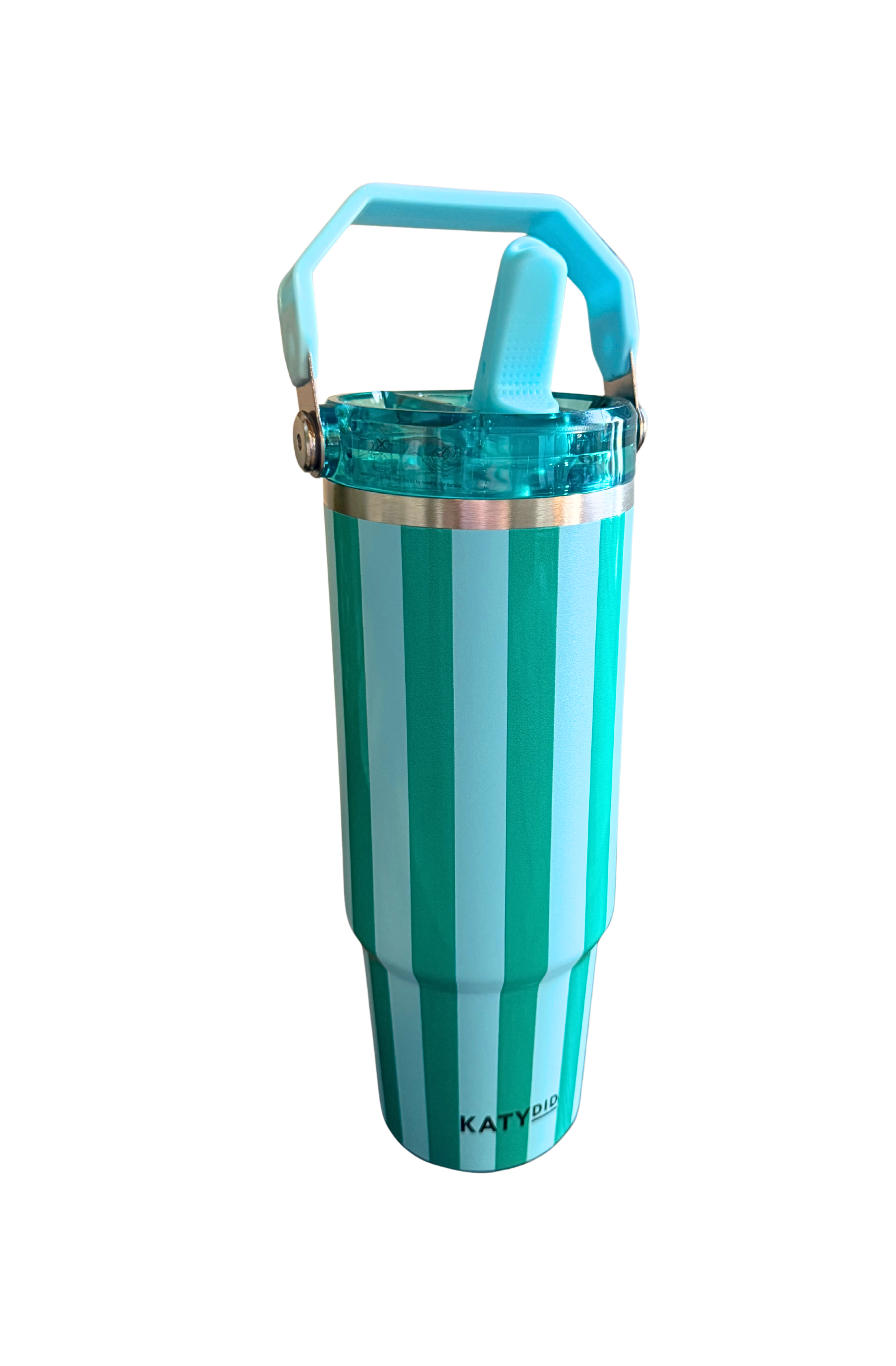Aqua & Green Stripes Cabana Tumbler