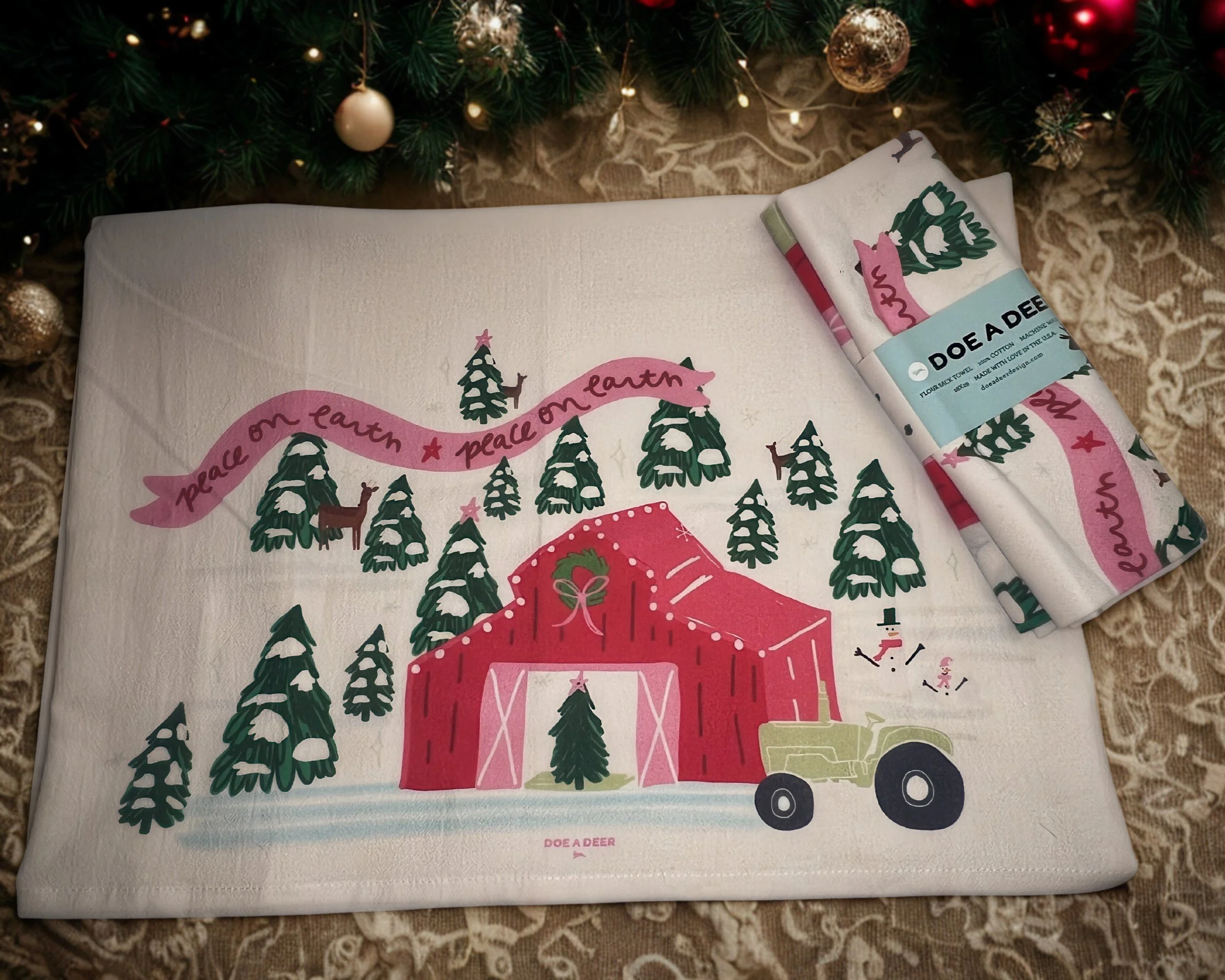 Doe A Deer: Peace on the Farm Flour Sack Towel
