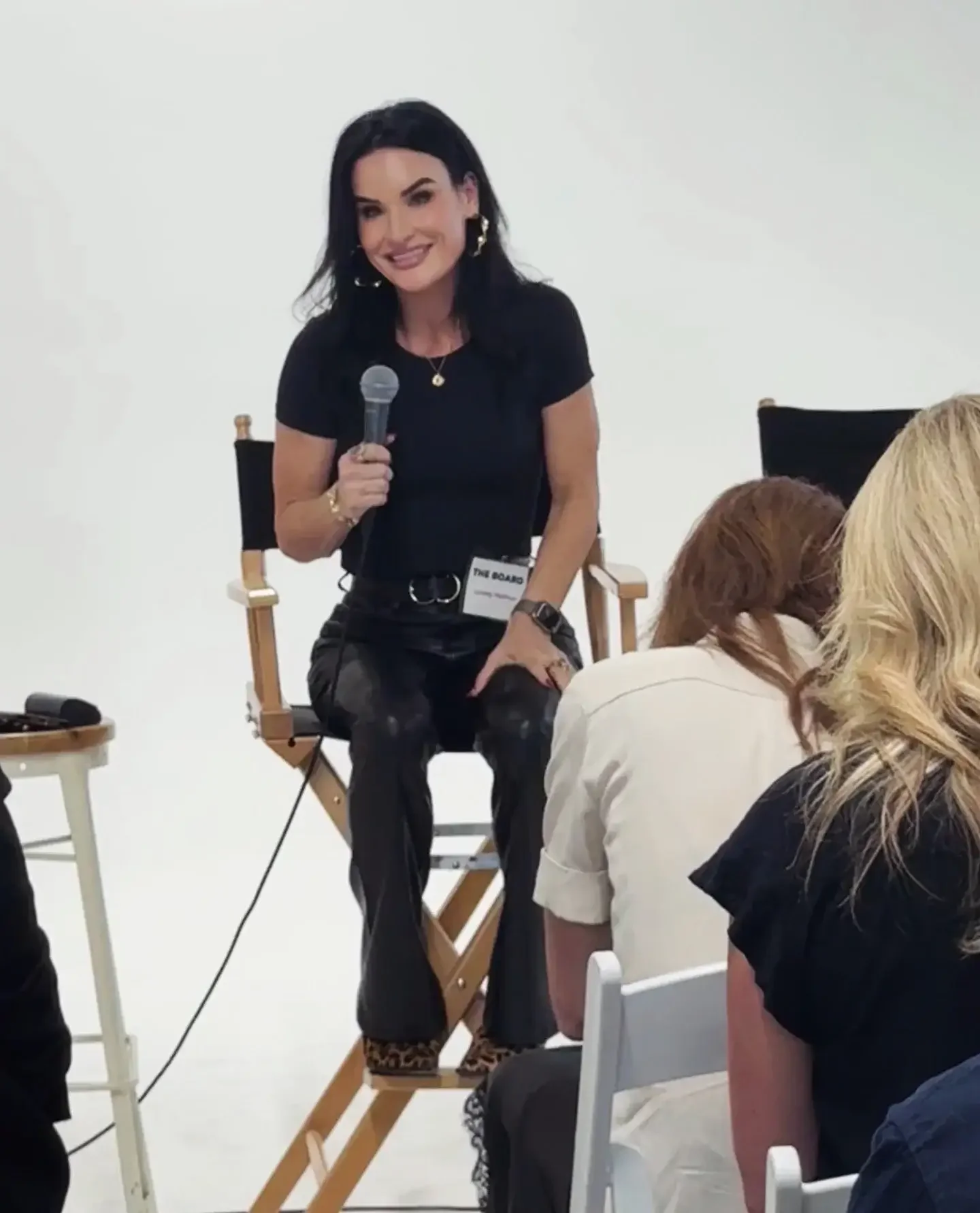 Lesley in a speaking conference