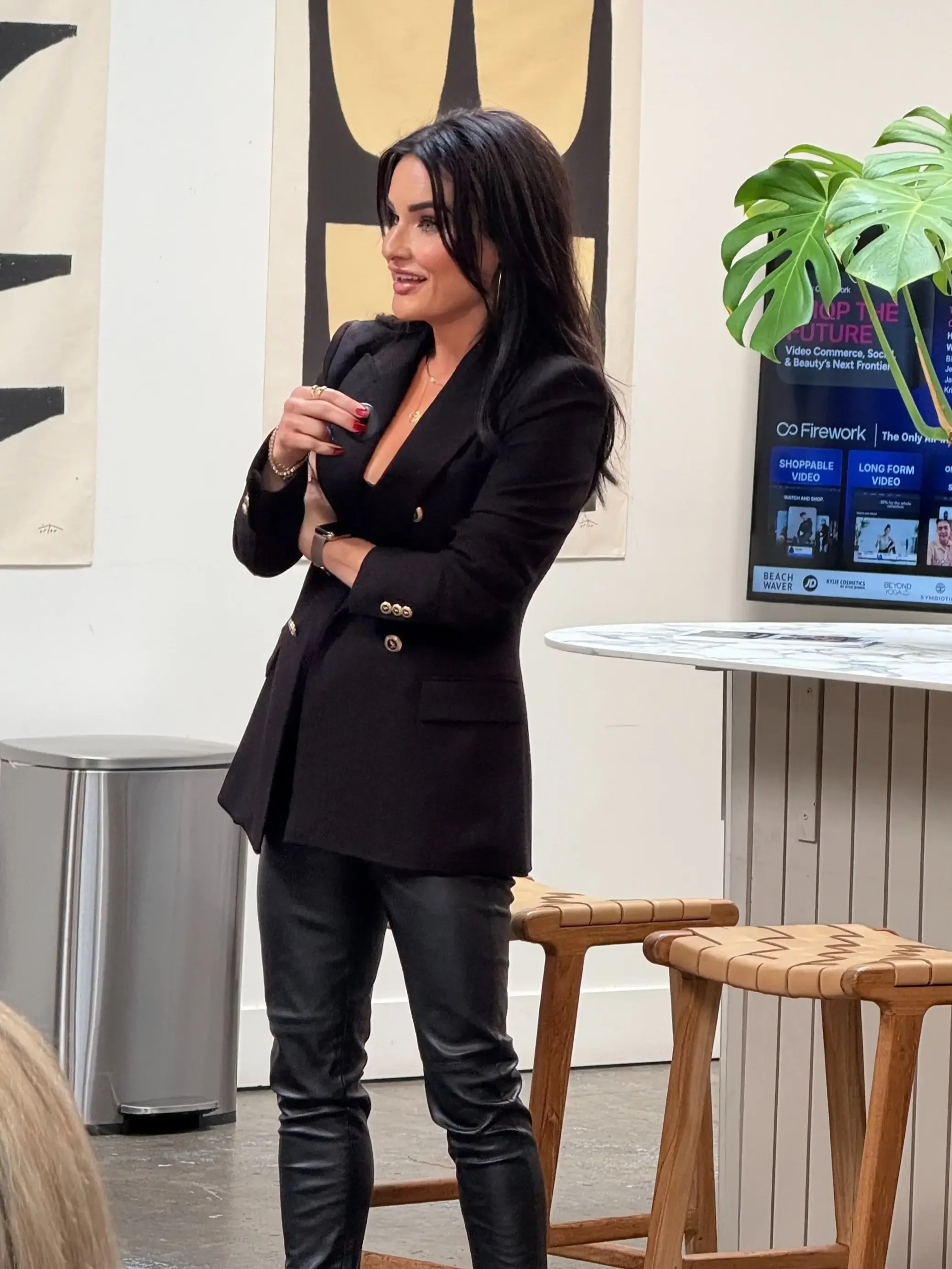 Lesley in a speaking conference