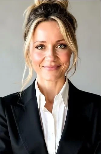 Smiling female coach in natural light workspace