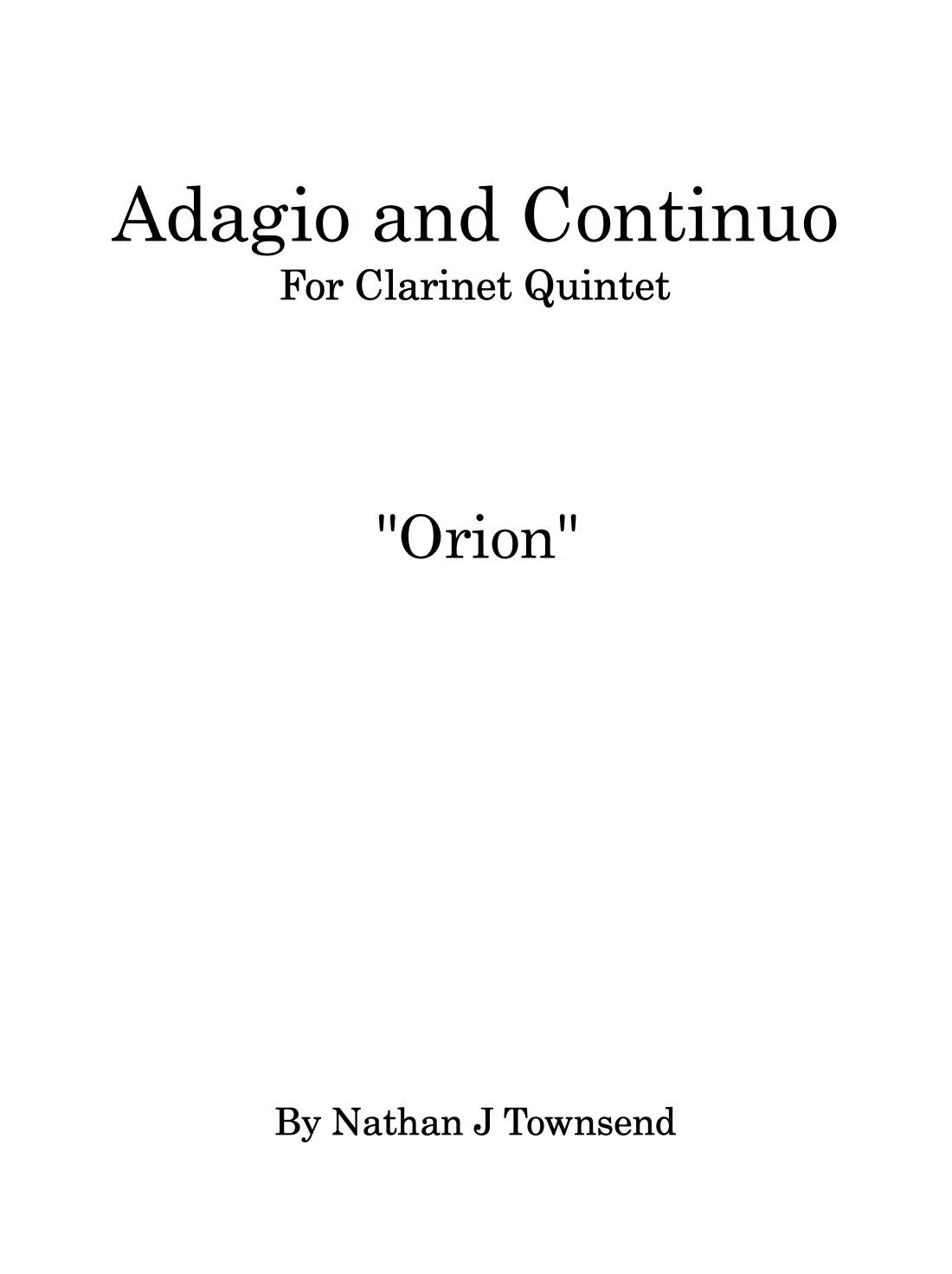 Adagio and Continuo for Clarinet Quintet 