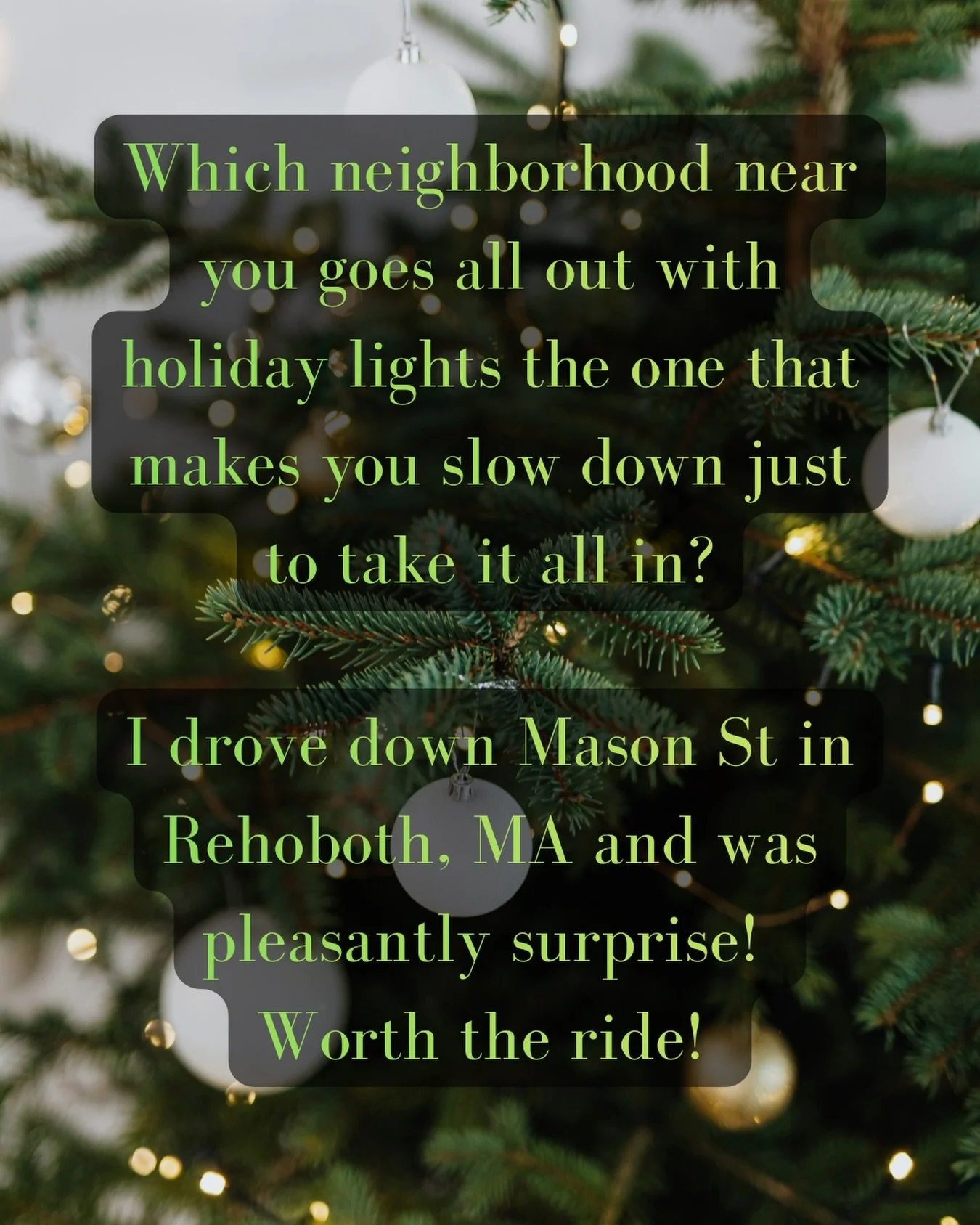 📍Local Holiday Gems: Spotted in Rehoboth!

I love this time of year when neighborhoods light up &mdash; literally.

Cruised through Mason St. in Rehoboth and wow&hellip; these holiday lights stopped me in my tracks! ✨🎄
There&rsquo;s something magic