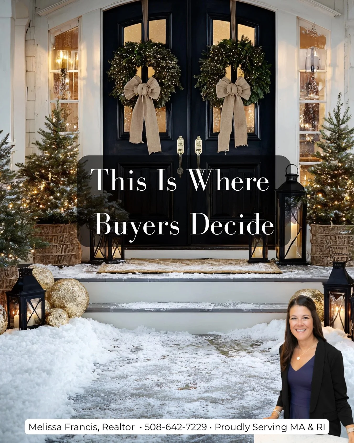 Curb appeal doesn&rsquo;t hibernate in the winter!
Shovel walkways, add a doormat, and consider simple seasonal d&eacute;cor (think: winter wreath, potted evergreens, or string lights).

A safe and inviting entrance sets the tone for a showing &mdash