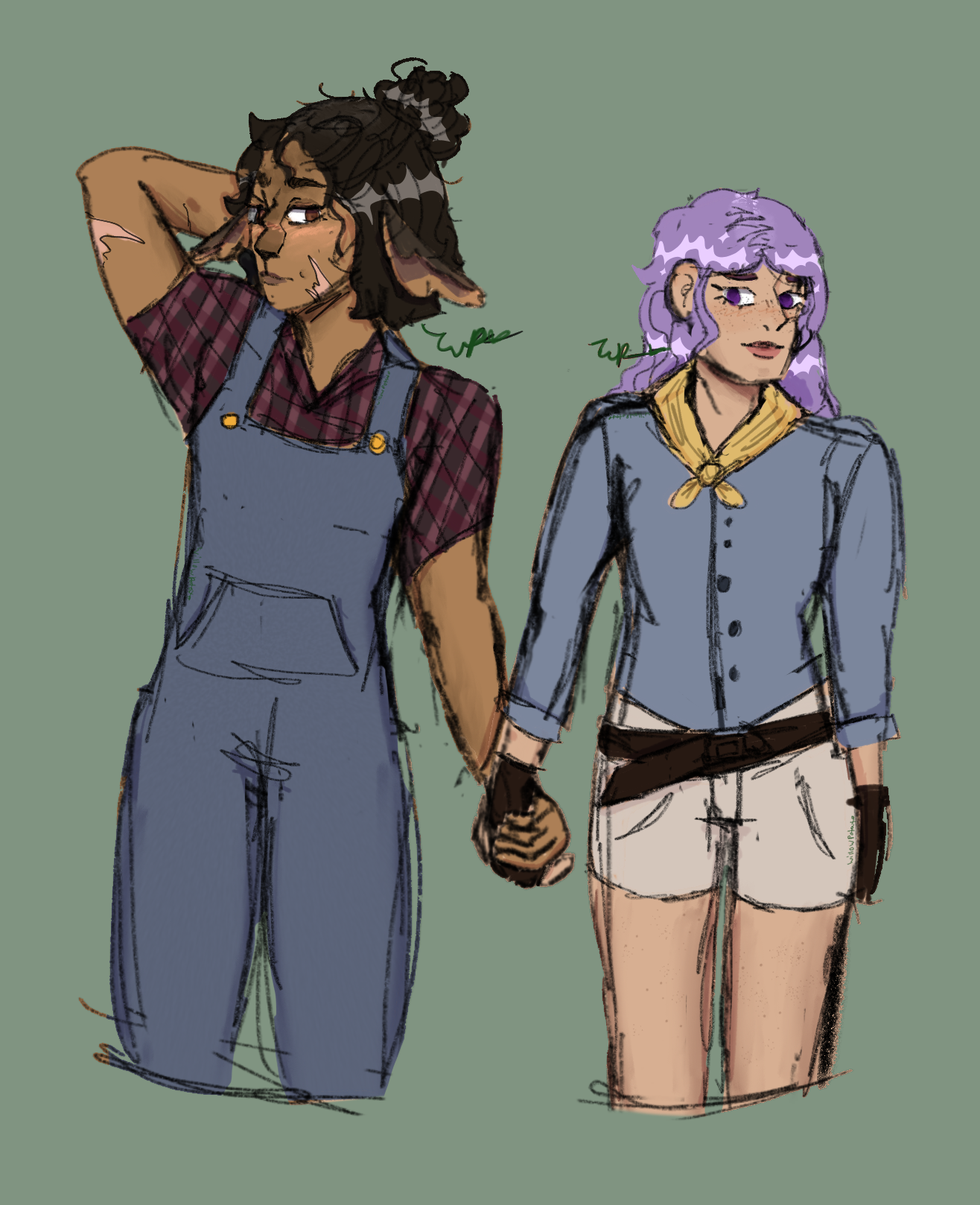 A drawing of Imogen and another character from bells hells 1/11/25