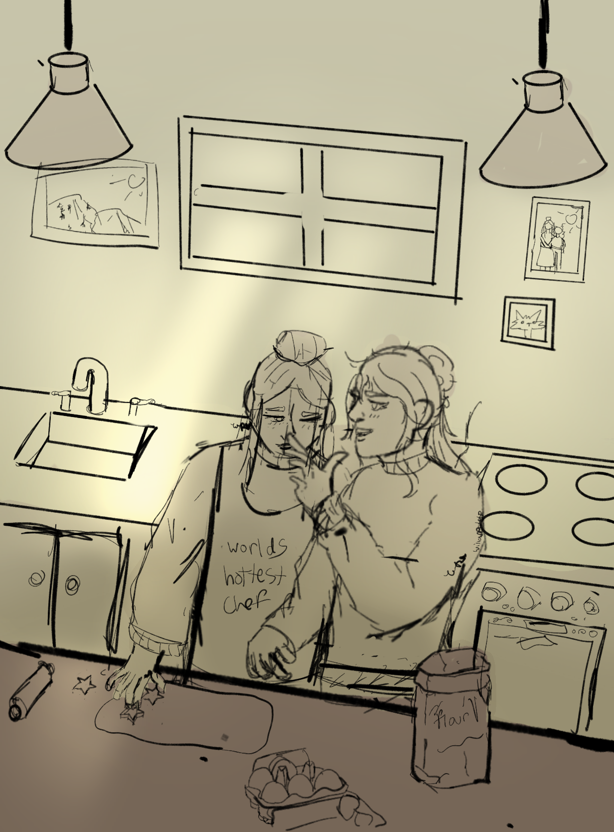Grayscale Scene of Imogen and Laudna 10/7/24