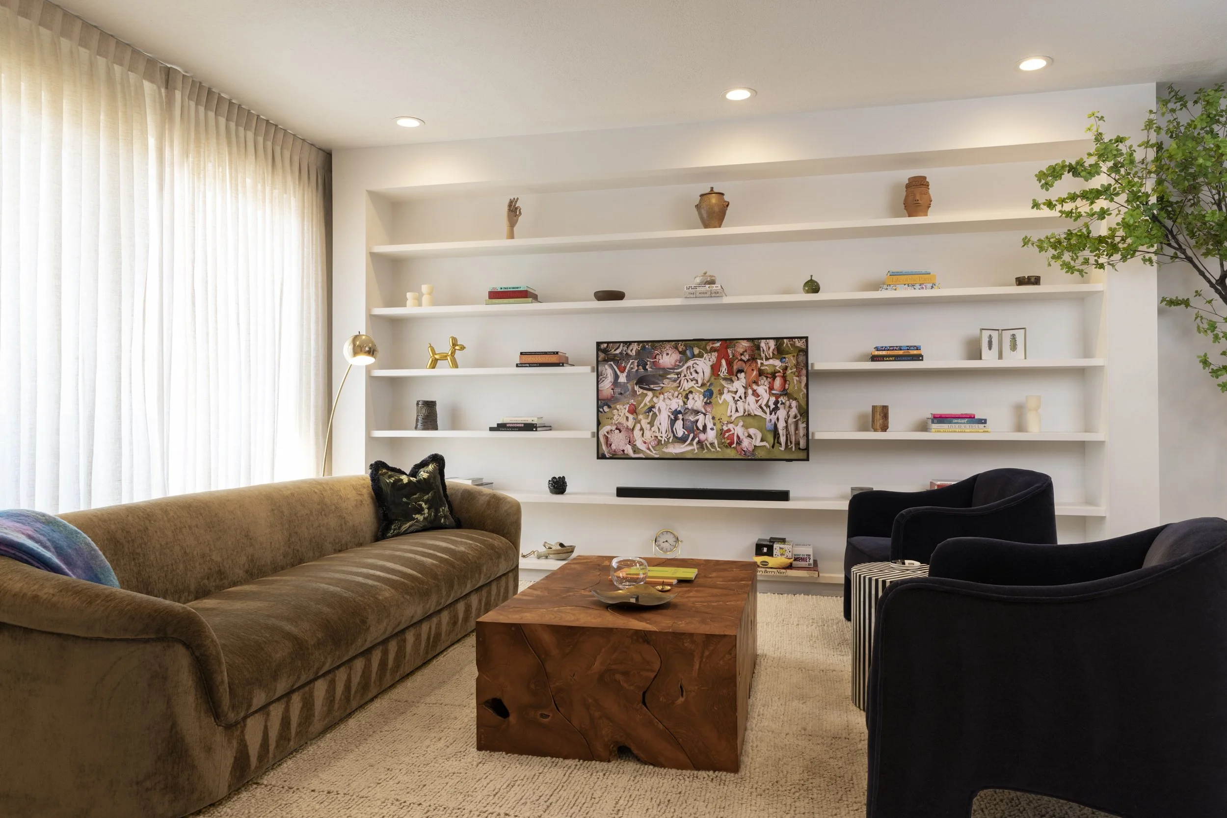 Unwind in the living room where custom drapes filter the sunshine just so. Savor the vibes with your favorite tunes perfectly balanced thanks to the sound bar or Netflix and chill on the Samsung Art TV (which you can adjust to suit your mood). Enjoy 