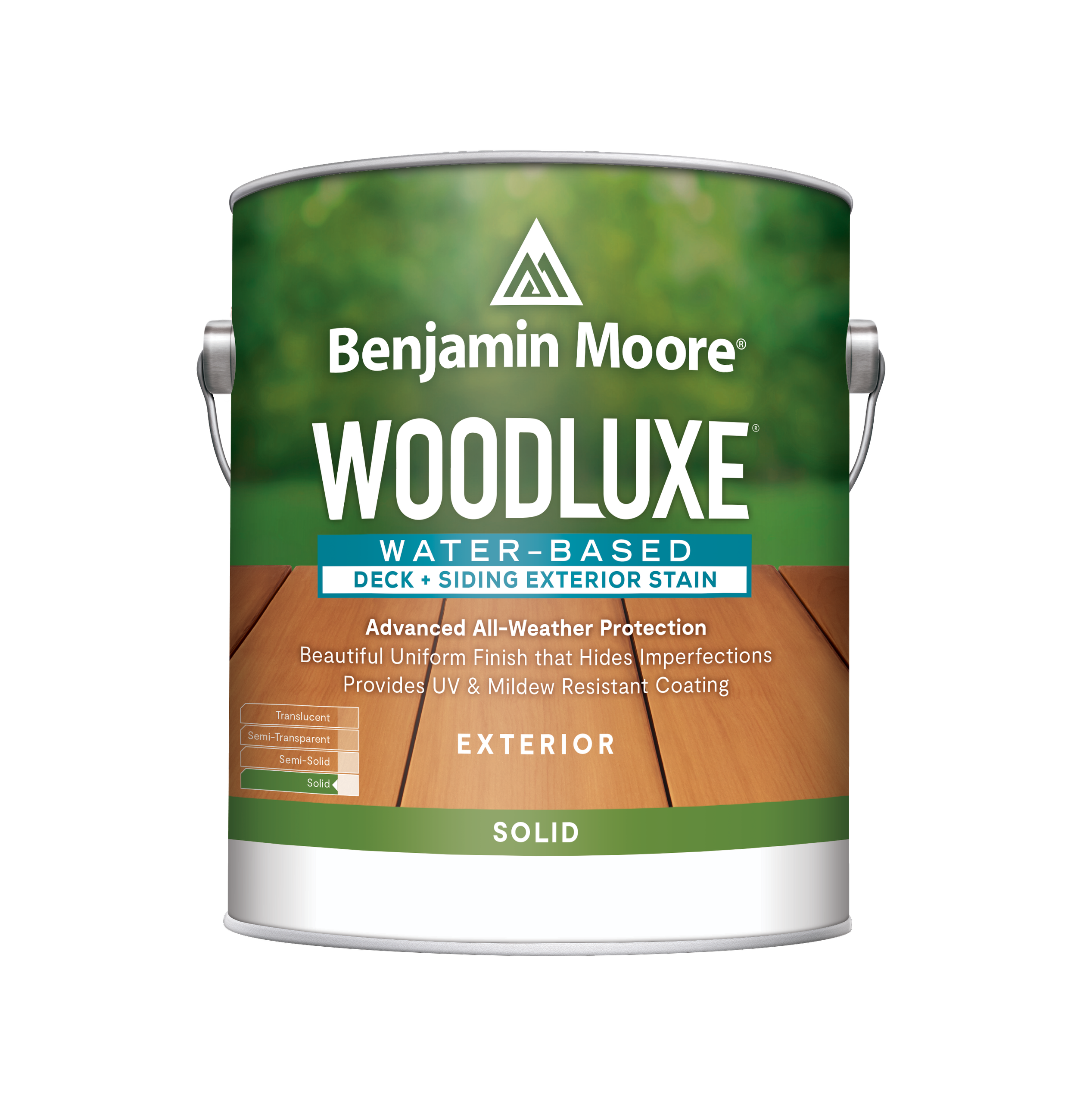 Solid opacity allows the texture of the wood to show through. Reduced cracking and peeling, which means less prep—and easier recoating. Provides a UV-and mildew-resistant coating. Advanced all-weather protection. Easy soap and water cleanup.