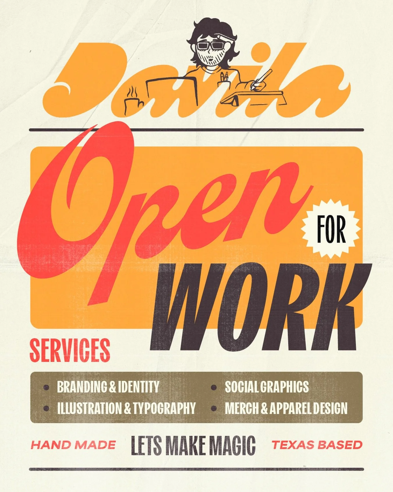 Open for work! 🤙

I&rsquo;m taking on freelance projects for brands, bands, venues, and anyone looking for custom design work. 

If you&rsquo;ve got a project coming up DM me if interested 

If you know some would needs design work, please share wit