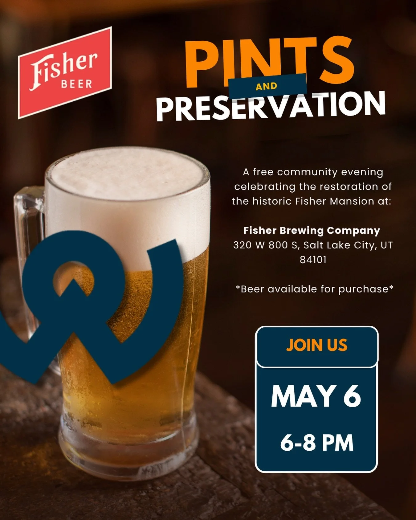 We&rsquo;re partnering with @fisherbrewing Company for a free community event highlighting the ongoing preservation and restoration of the historic Fisher Mansion.

Join us THIS WEDNESDAY, May 6, from 6:00 PM to 8:00 PM. Hear directly from Cal Wadswo