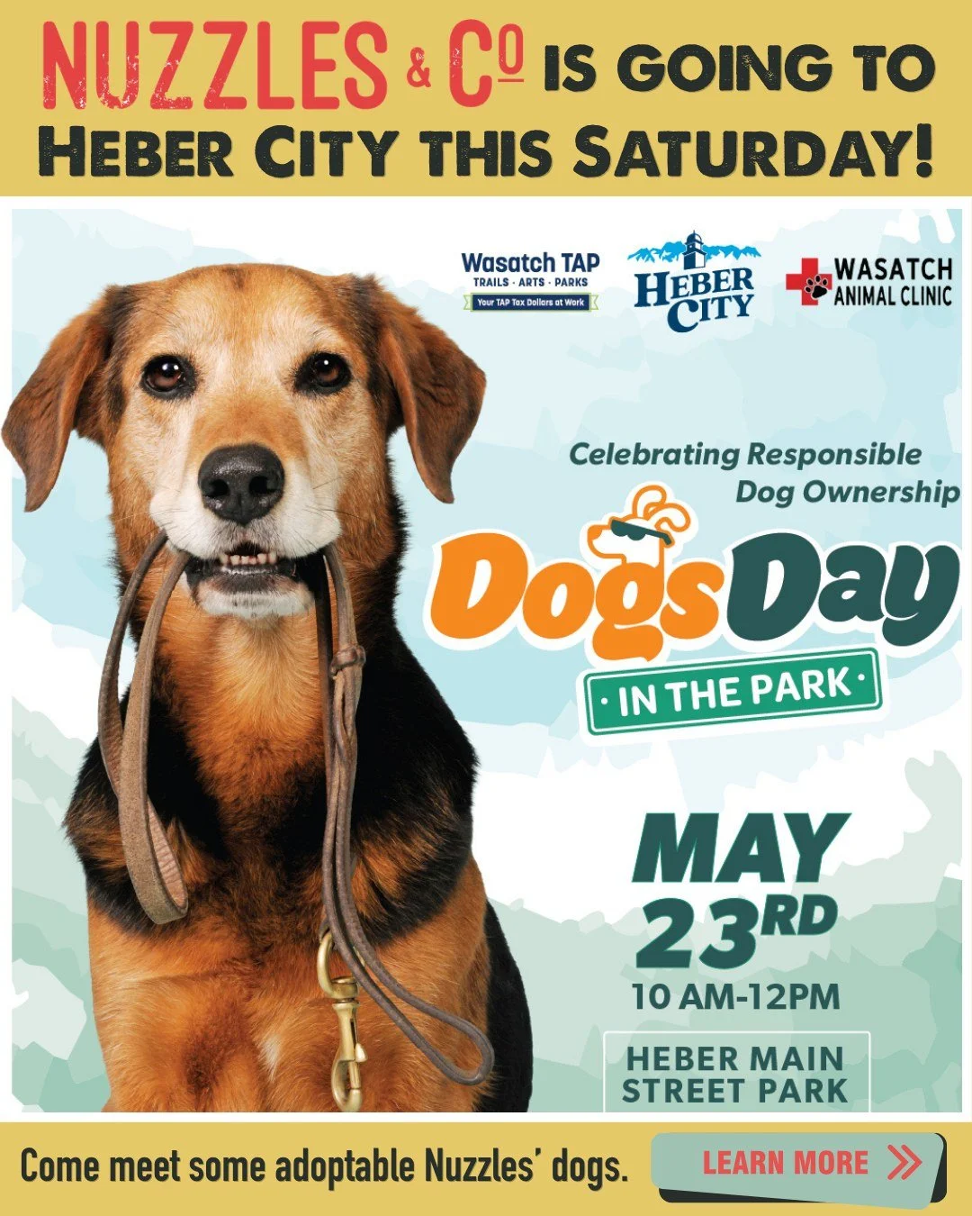 If your perfect Saturday sounds like dogs, sunshine, and community fun&hellip; this event is for you! DOG DAYS IS HERE!

This Saturday, May 23rd, we&rsquo;ll be joining Dogs Day in the Park at Main Street Park in Heber City from 10 AM&ndash;Noon for 