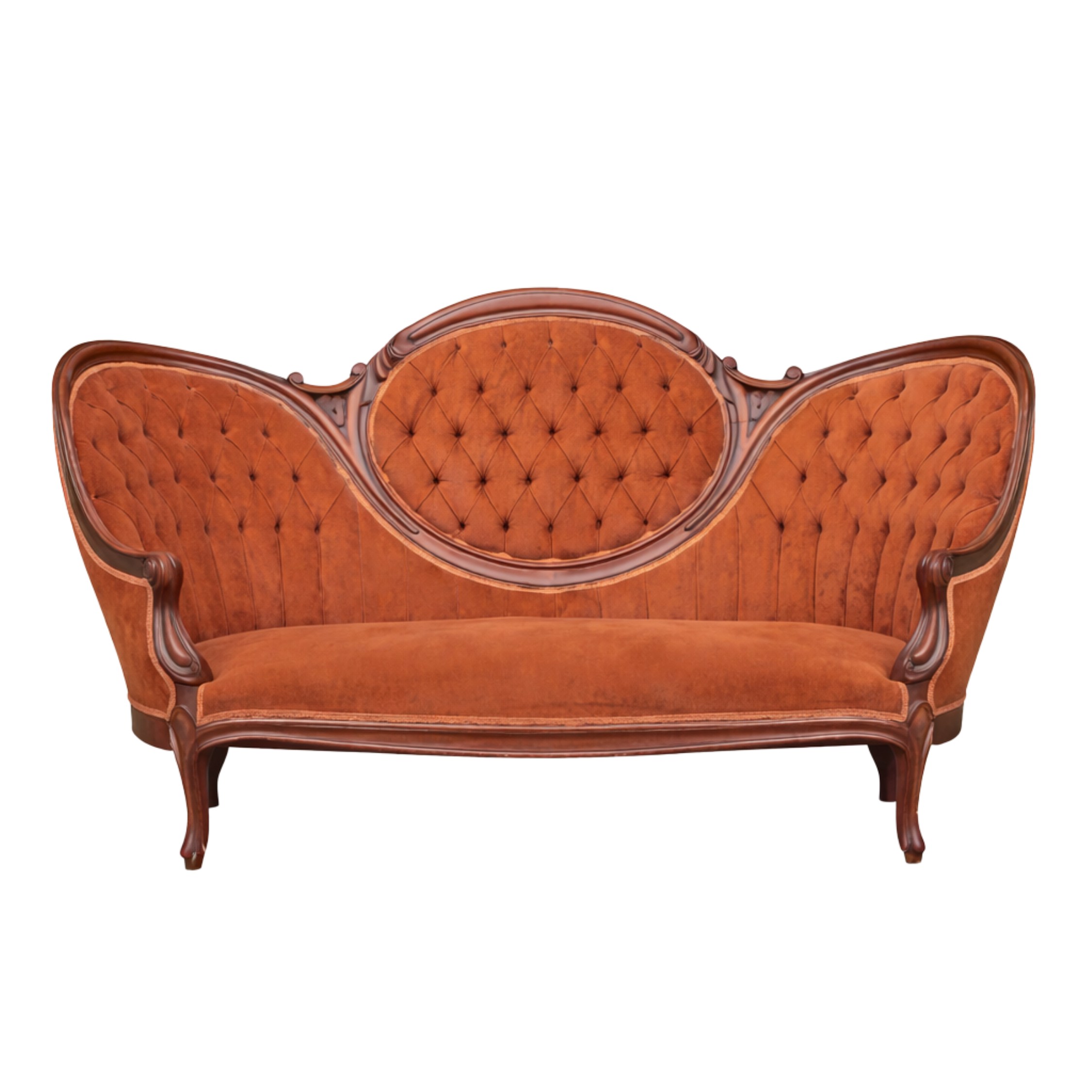 Vintage Antique Orange Couch Victorian