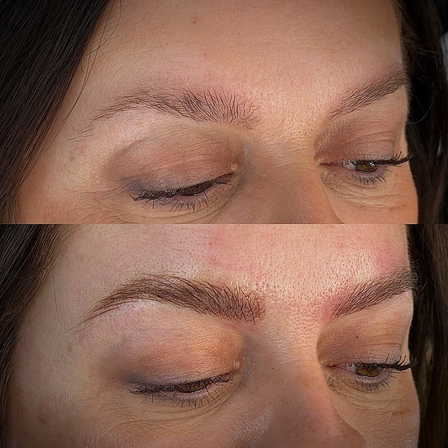 💯 Microbladed brows

Top photo: Natural, bare brows
Bottom photo: Freshly microbladed

Microblading is designed to mimic real brow hairs by placing fine strokes into the skin that follow the natural direction of growth. The goal isn&rsquo;t to creat