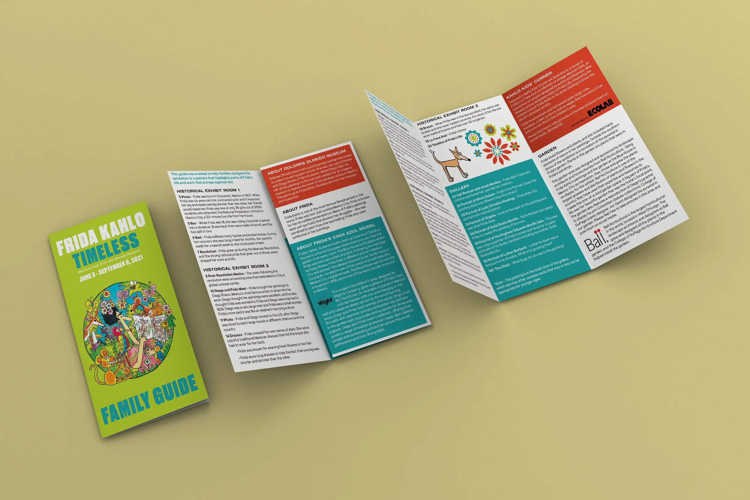 Family Guide printed brochure to give families information and activity spots to find for kids.