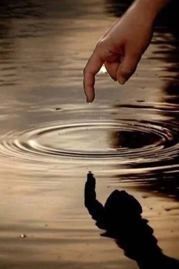 Hand reaching toward a droplet creating ripples in water, symbolizing nervous system regulation, connection, and the gentle ripple of healing through Embodied Soul Psychotherapy™.