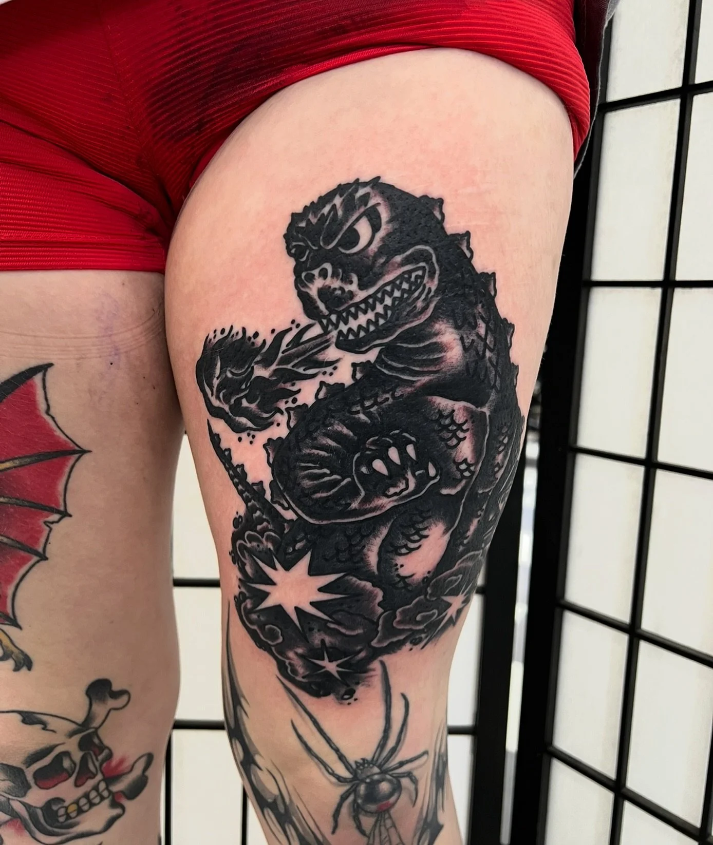 Big Godzilla tattoo made @carlisletattooco