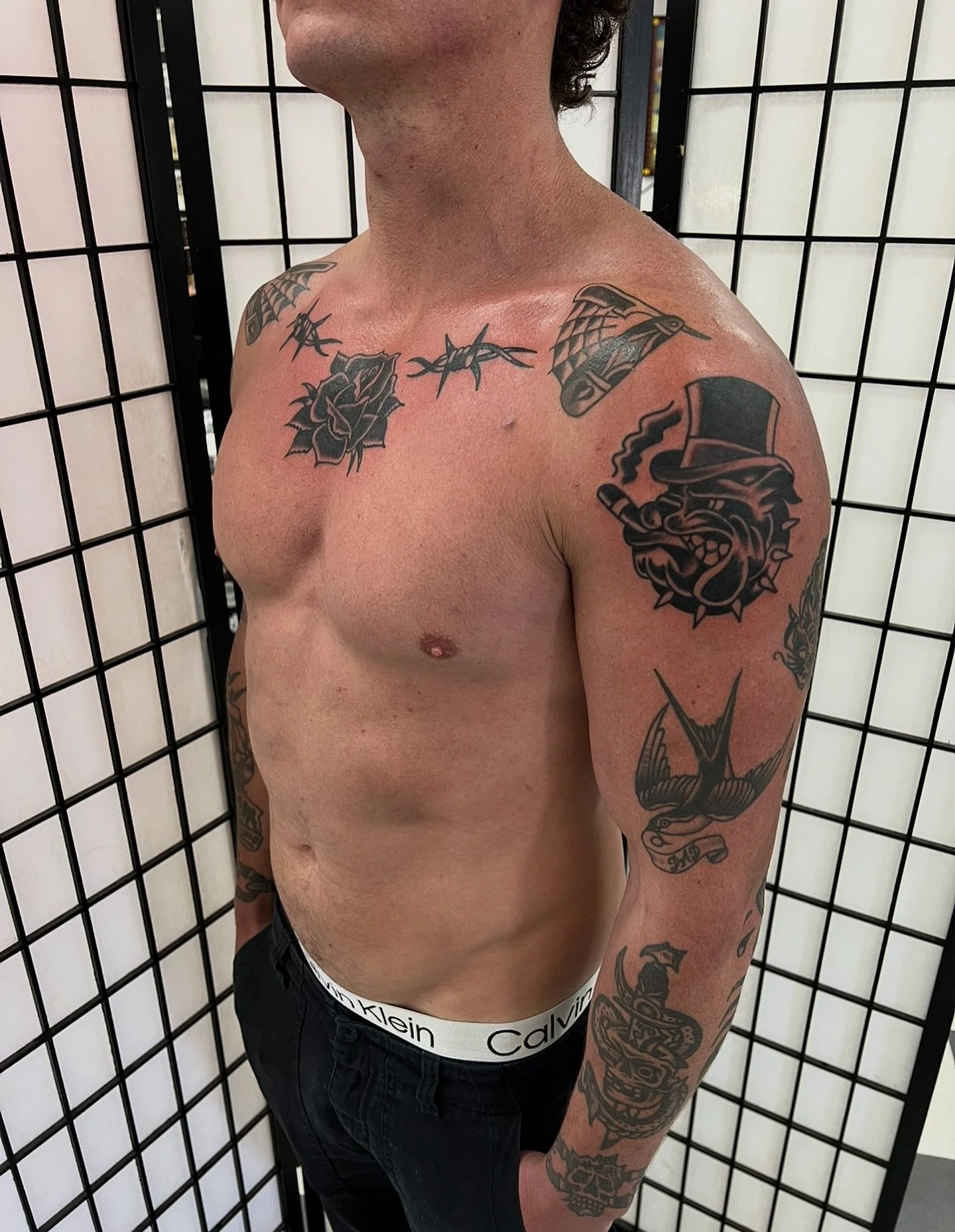 Patchwork sleeve and chest starting to fill up. For bookings in 2026 send me a DM. Thanks