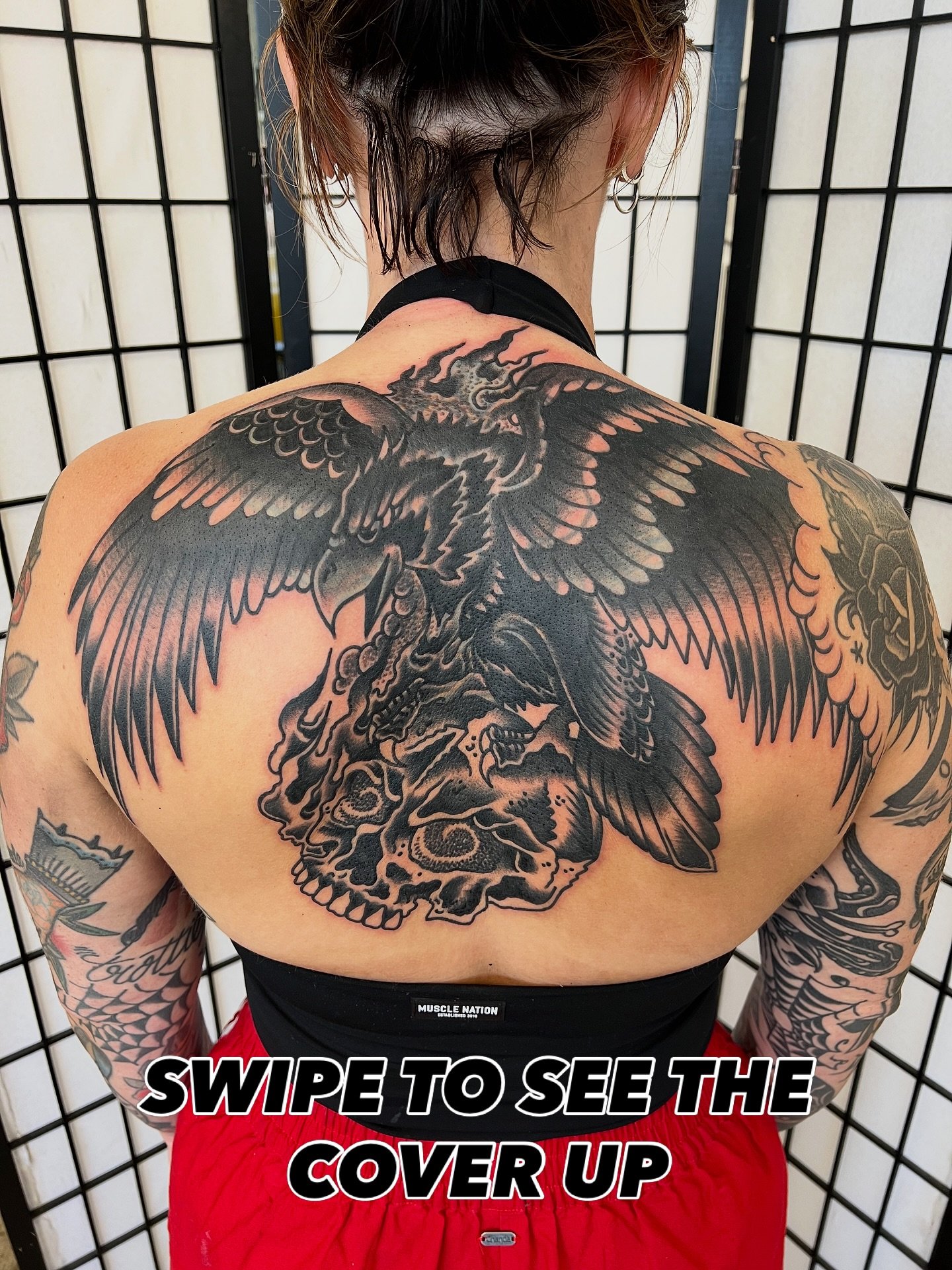 Swipe across to see the cover up I made @vintiquetattooparlour if you have some older tattoos you would like covered, changed, blasted over, blacked out or extended send me a DM. Thanks