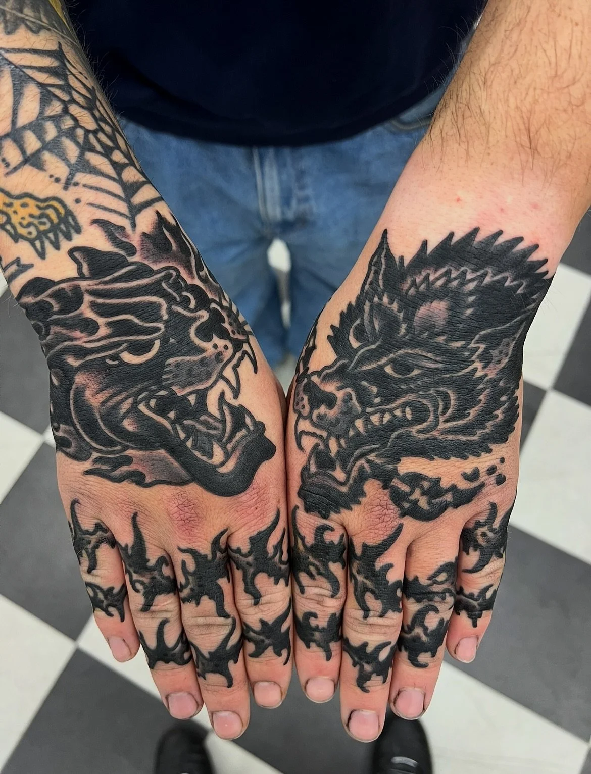 A pair of hands and knuckles made @carlisletattooco for bookings send me a DM. I&rsquo;m currently filling July and August. 🙏🏻🙏🏻
