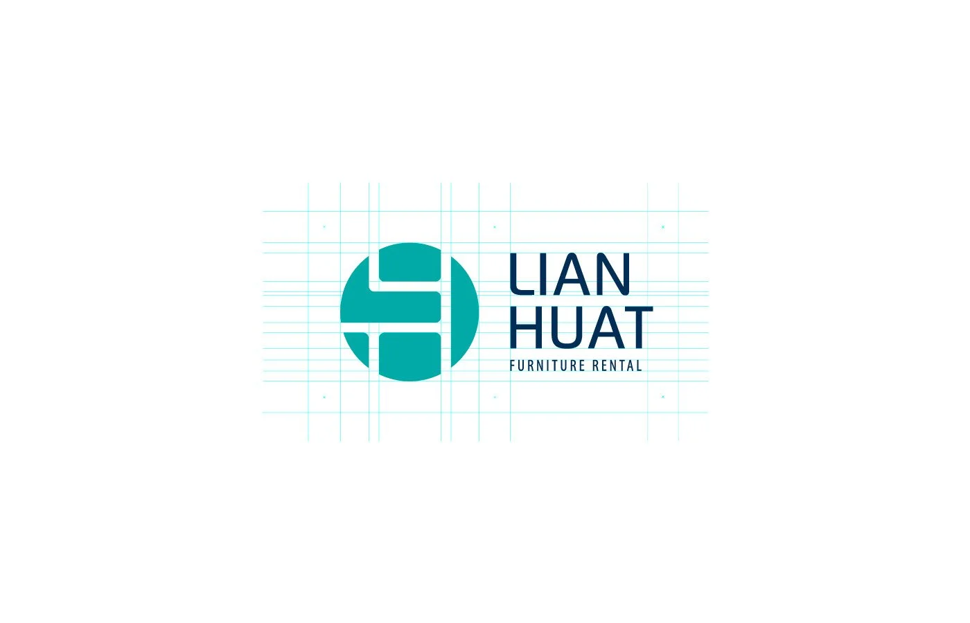 Logo for Lian Huat Furniture Rental with a circular teal emblem and the company name in dark blue text.