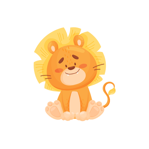 Cute lion sitting with a happy expression