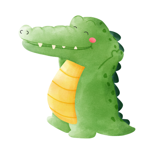 Cartoon crocodile smiling with a happy expression