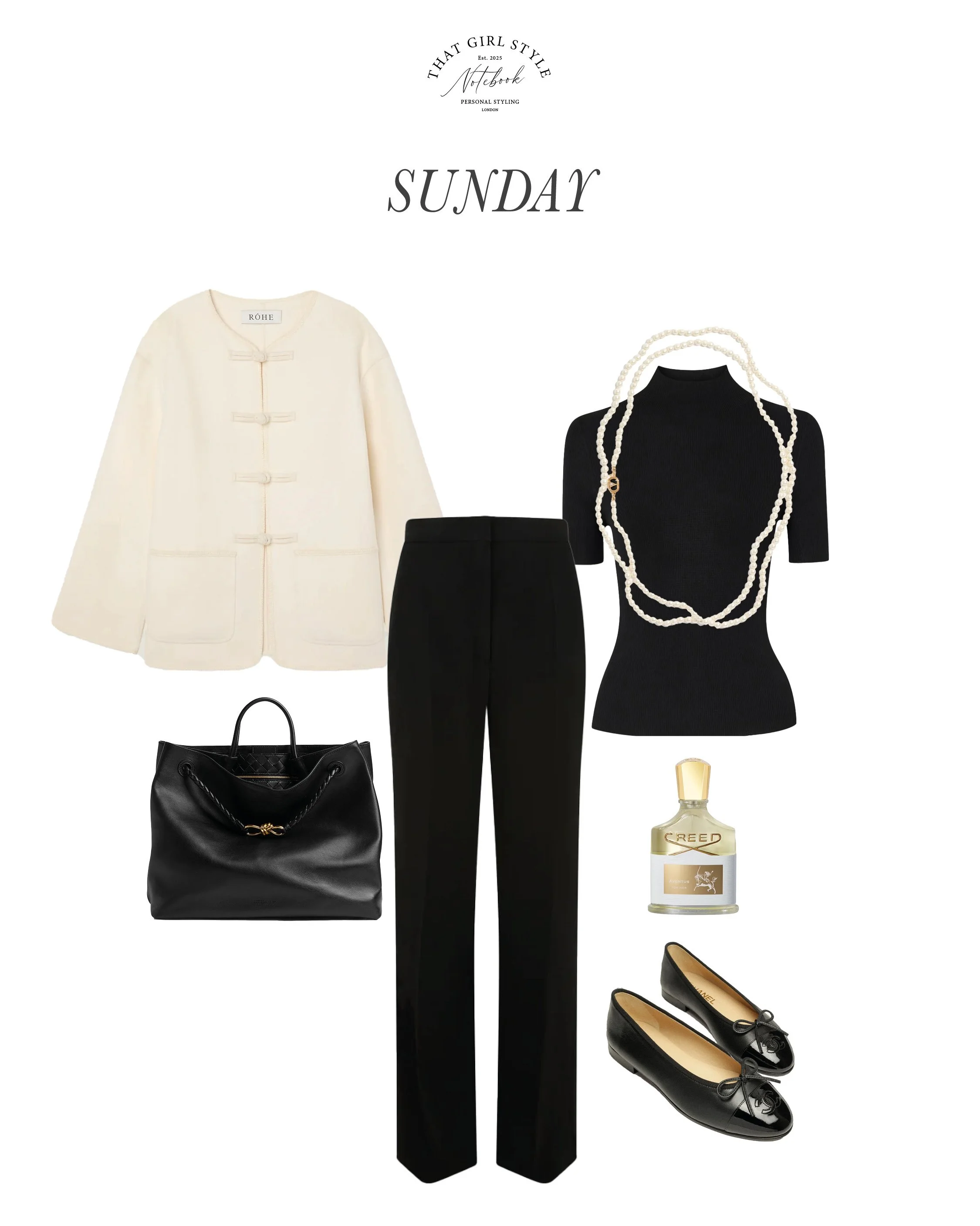 Coat Rôhe, Trousers Max Mara, Top Theory, Bag Bottega Veneta, Ballets Flats Chanel