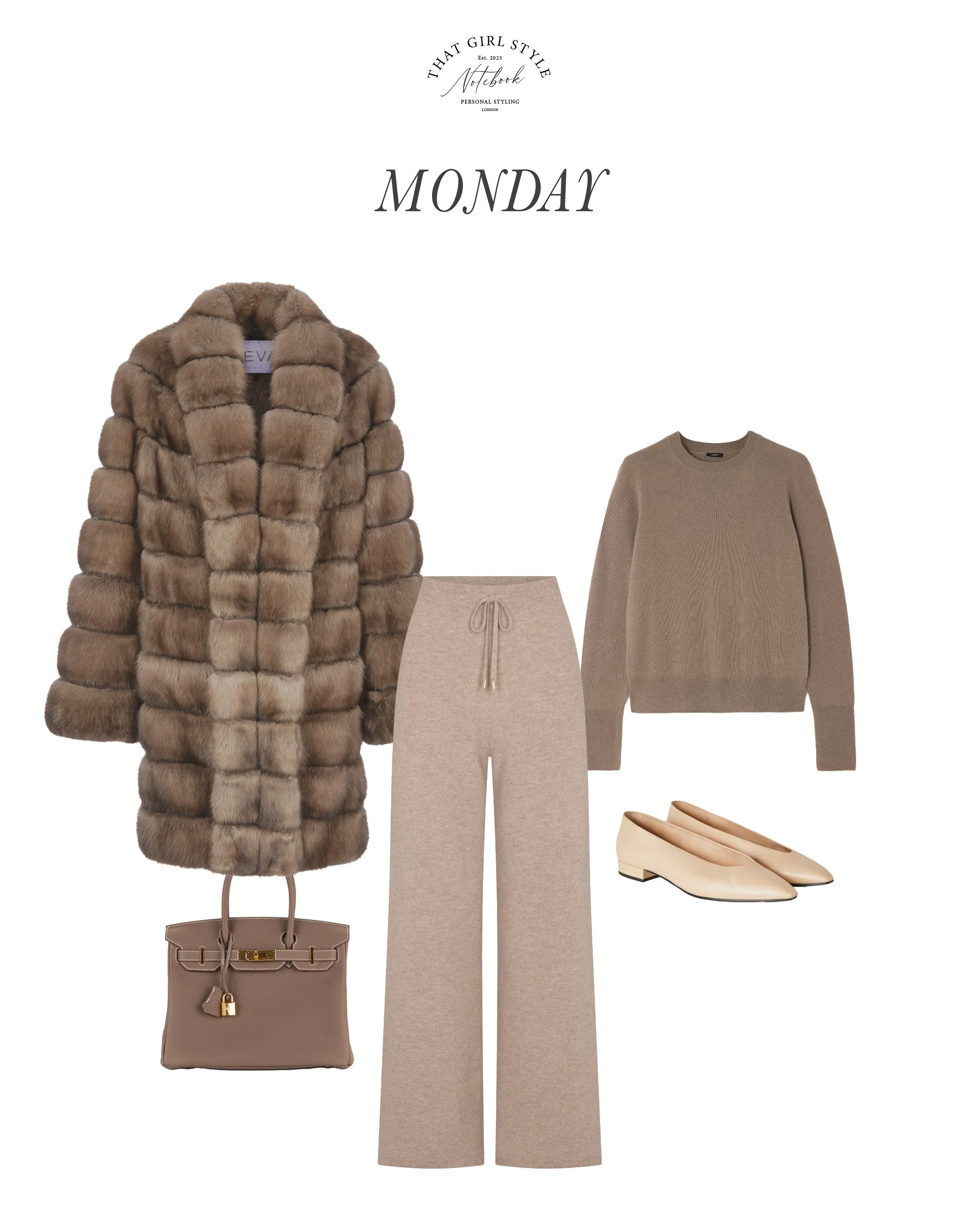 Coat Neva, Trousers N.Peal, Jumper Joseph, Bag Hermès, Shoes Loro Piana