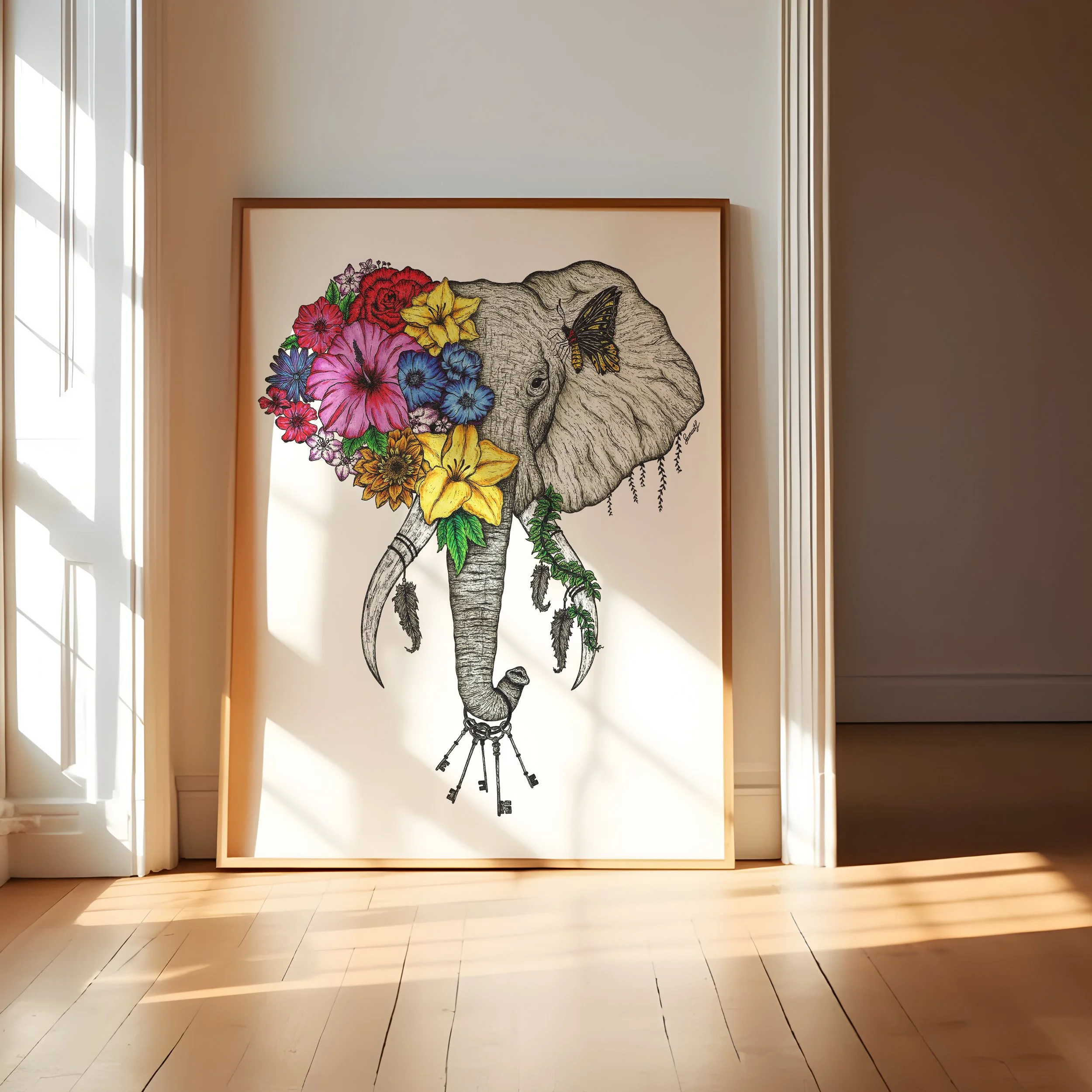 "Floral Elephant" Fine Art Print
