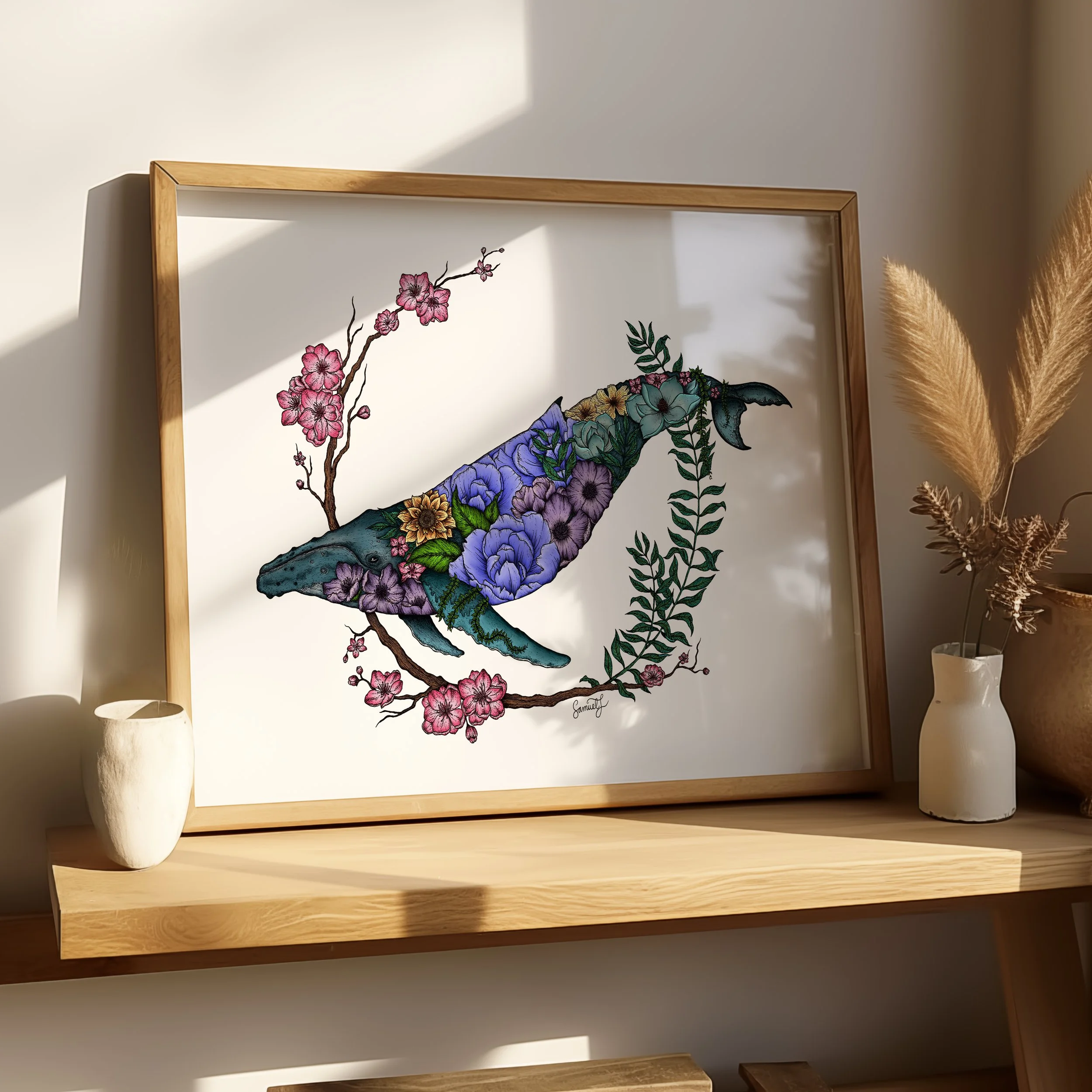 "Floral Whale" Fine Art Print