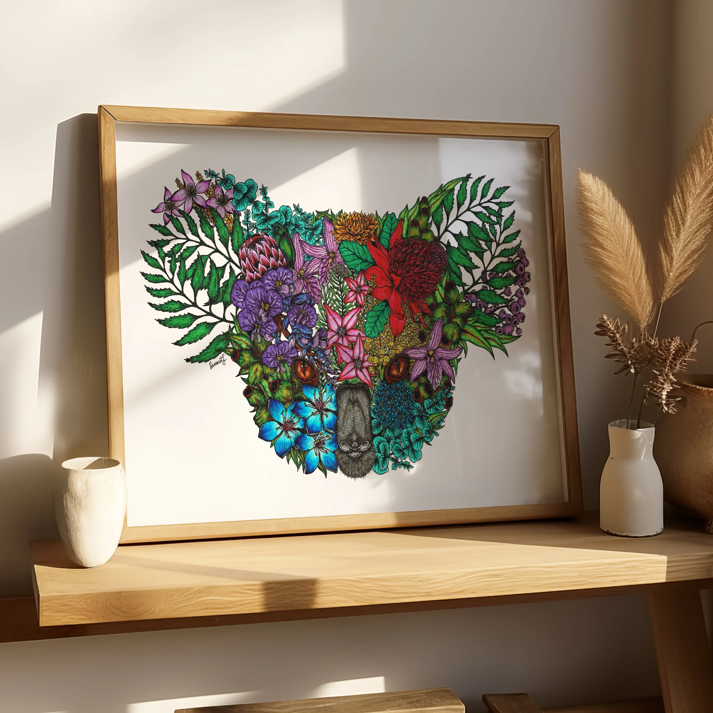 "Floral Koala" Fine Art Print