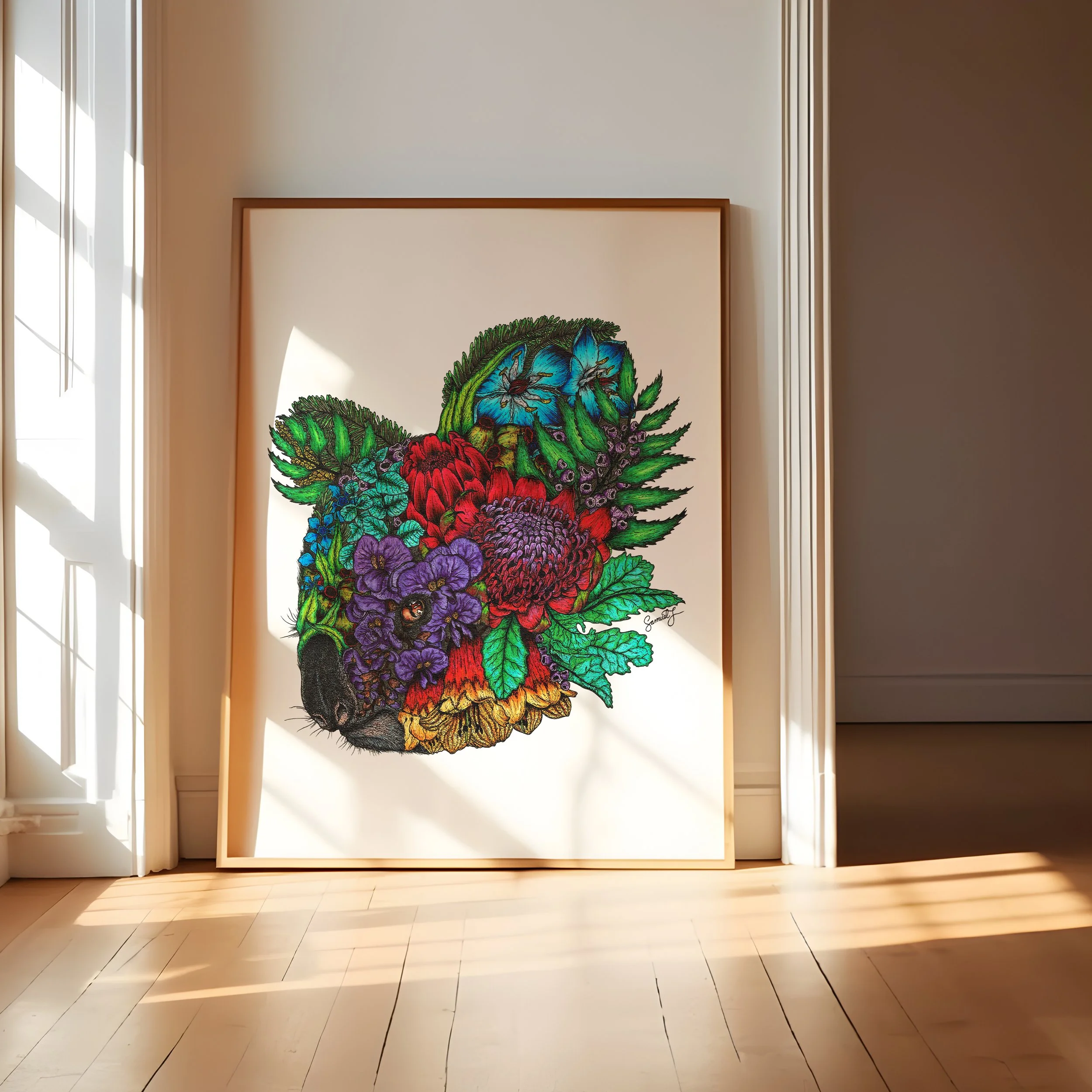 "Floral Koala 2" Fine Art Print